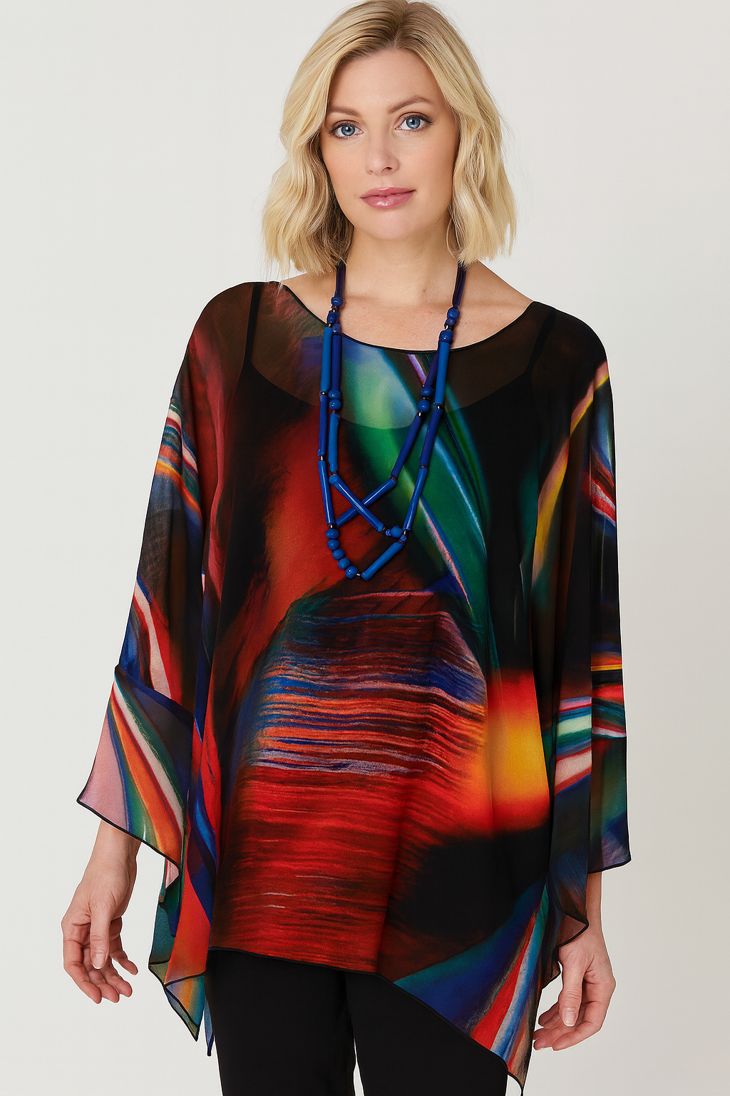 LIOR Women's Bright Strike Print One Size Sheer Blouse