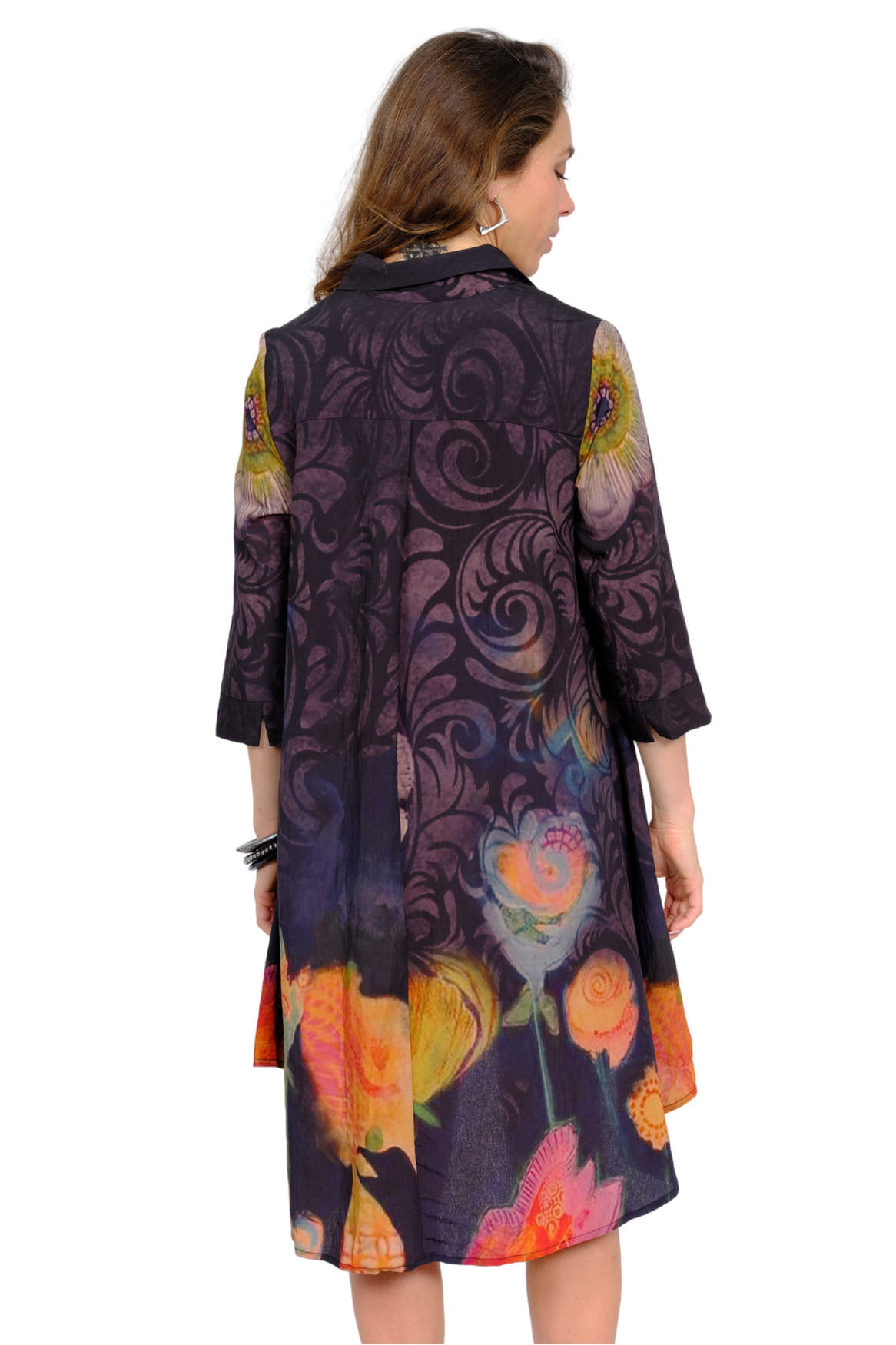 LIOR Women's Floral Button Front Shirt Dress 3/4 Sleeves - "S135"