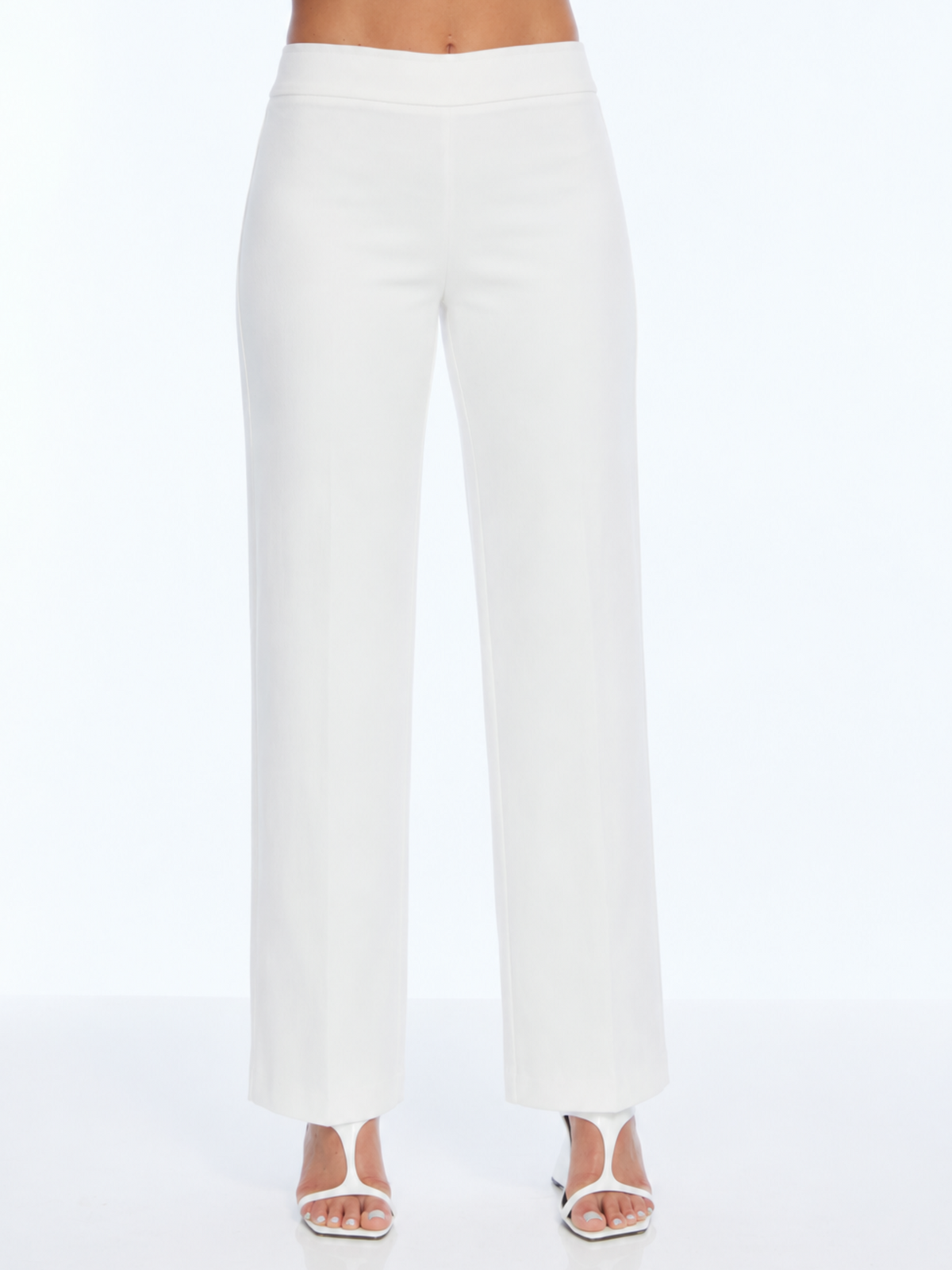 LIOR Women's Mini Flare Pull On Pant 30" Inseam Soft Cotton White Denim Jean-"Stella"