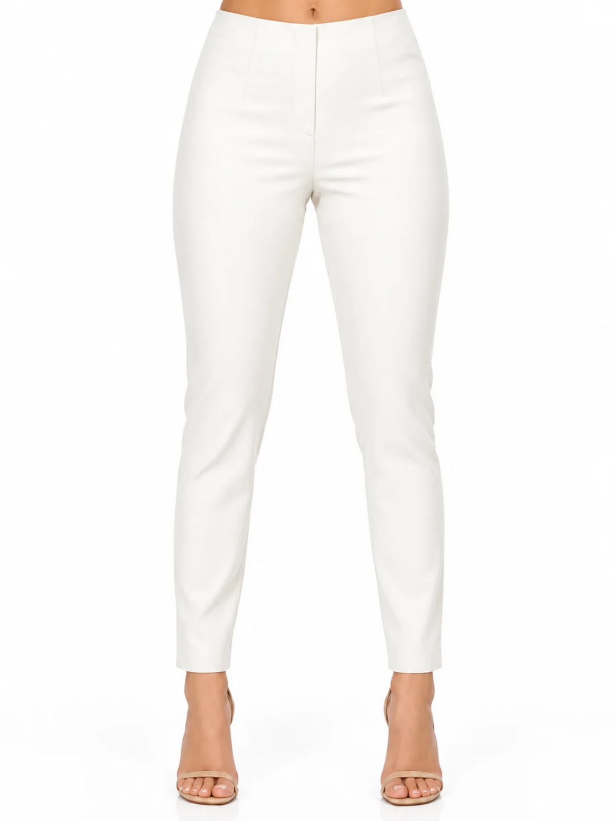 LIOR Women's White Dressy Pull On Pants For Office-"Sasha"