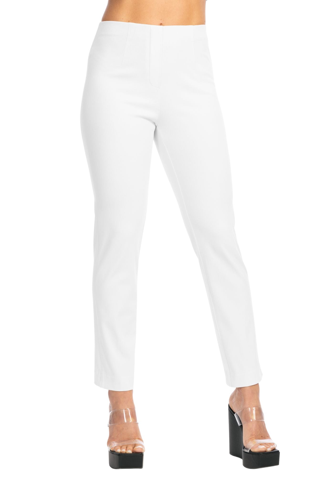 LIOR Women's White Denim Pull-On Pant Tapered Ankle Pant In Twill Denim-"Sasha"
