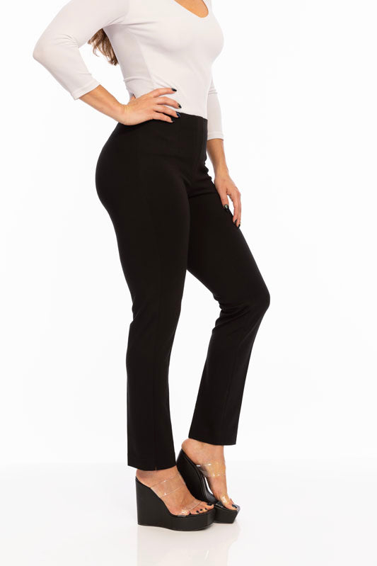 Women's Black Ponte Knit Tapered Pant Sasha | LIOR