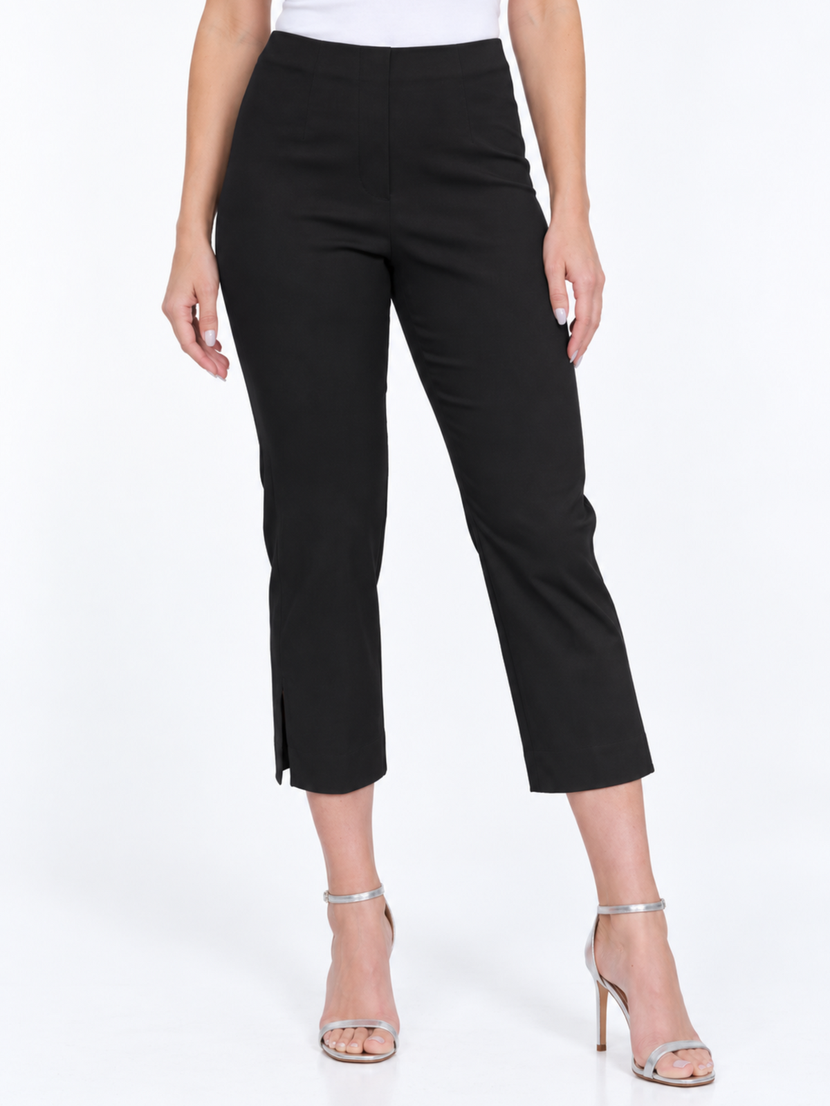 LIOR Women's Black Pull On Cropped Capri 23" Inseam Techno Fabric - "Sidney"