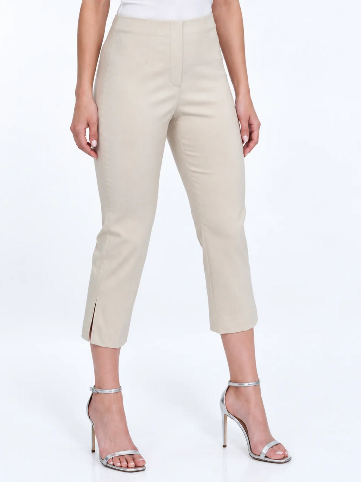 LIOR Women's Cornsilk Pull On Cropped Capri 23" Inseam Techno Fabric - "Sidney"