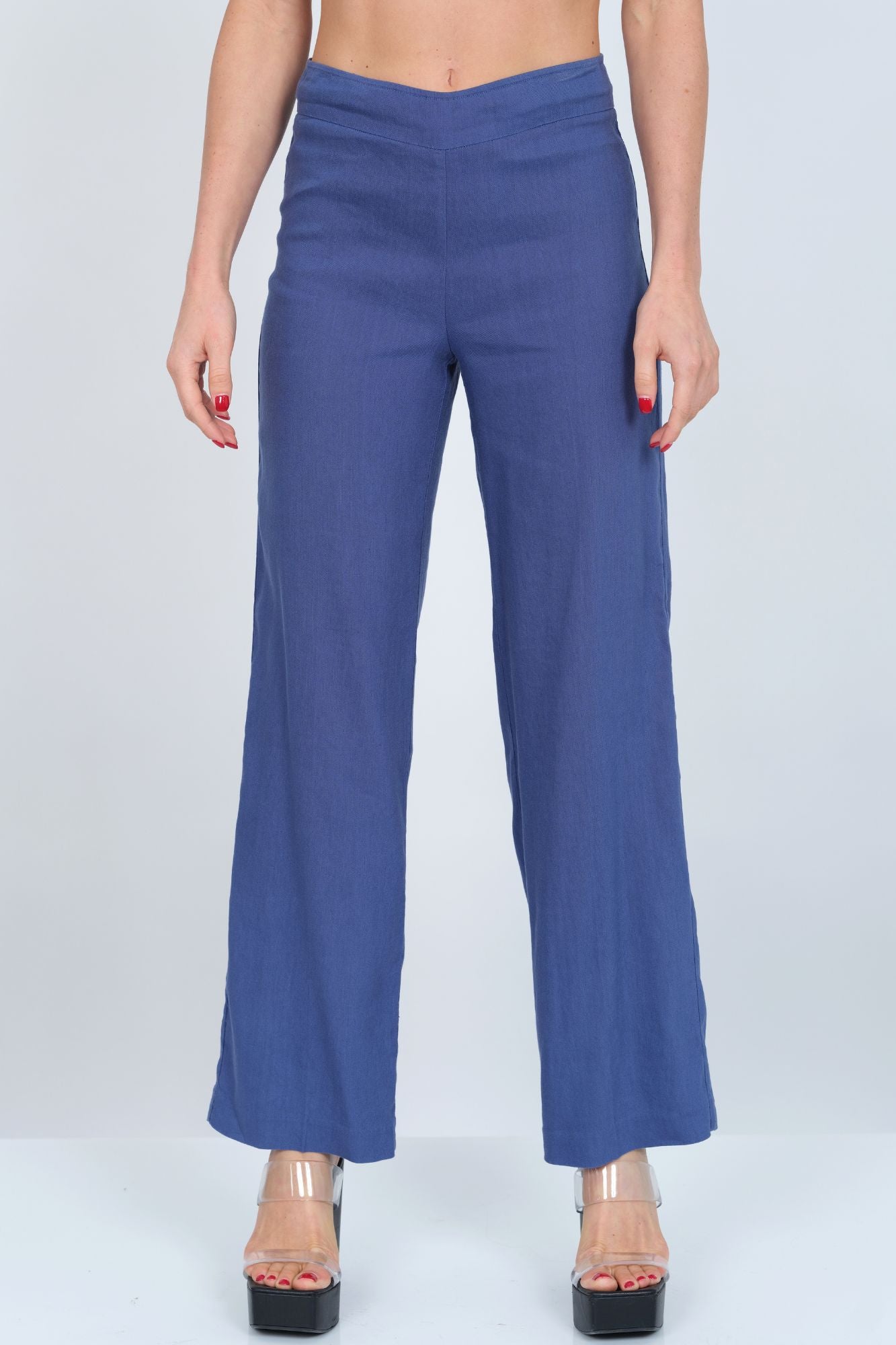 Blue Stella Stretchy Linen Pull-On Pant