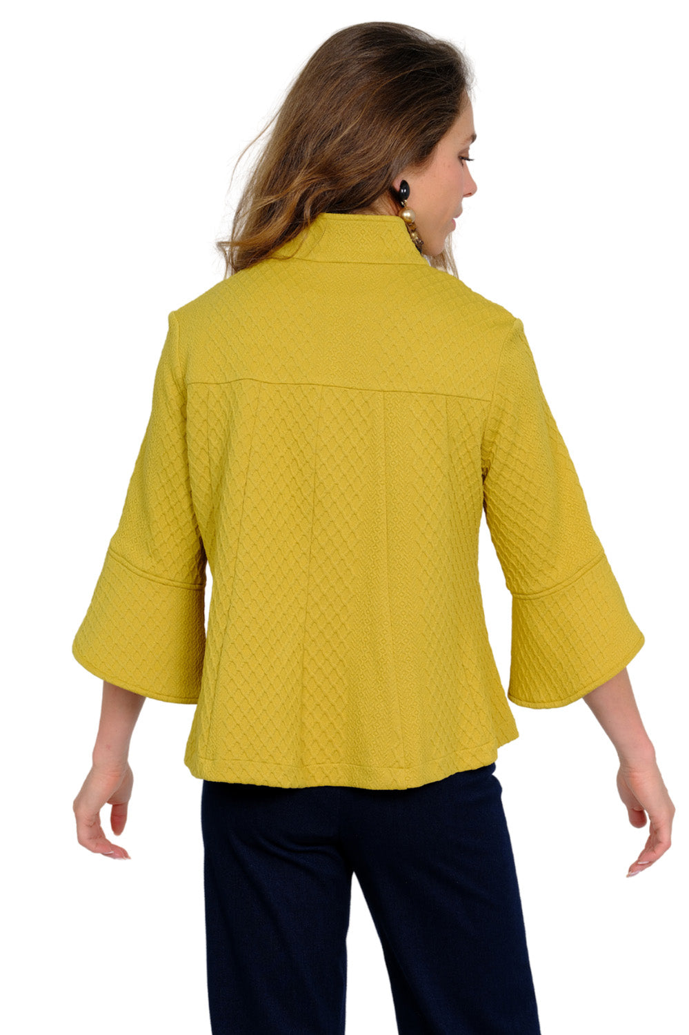 LIOR Women's Textured Mustard Swing Jacket - "Vaya"
