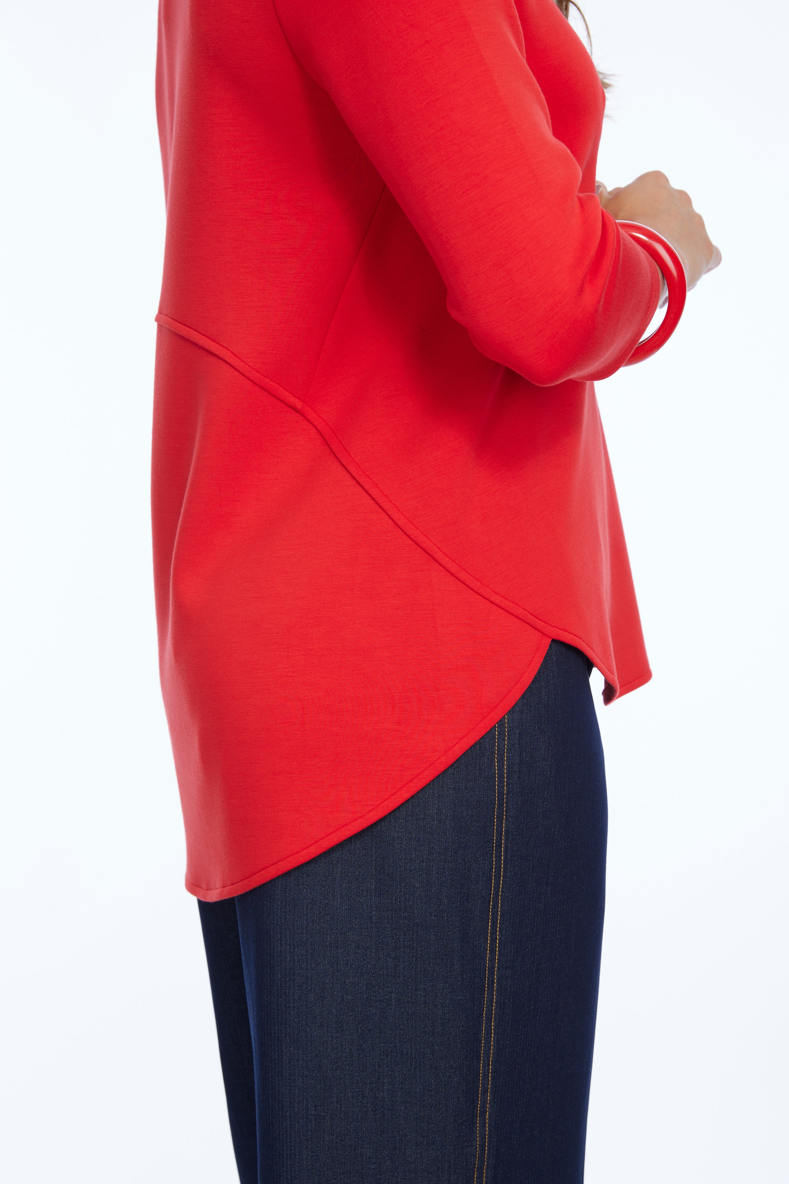 LIOR ZOFI Top Women's 3/4 Ponte Knit Top - Red