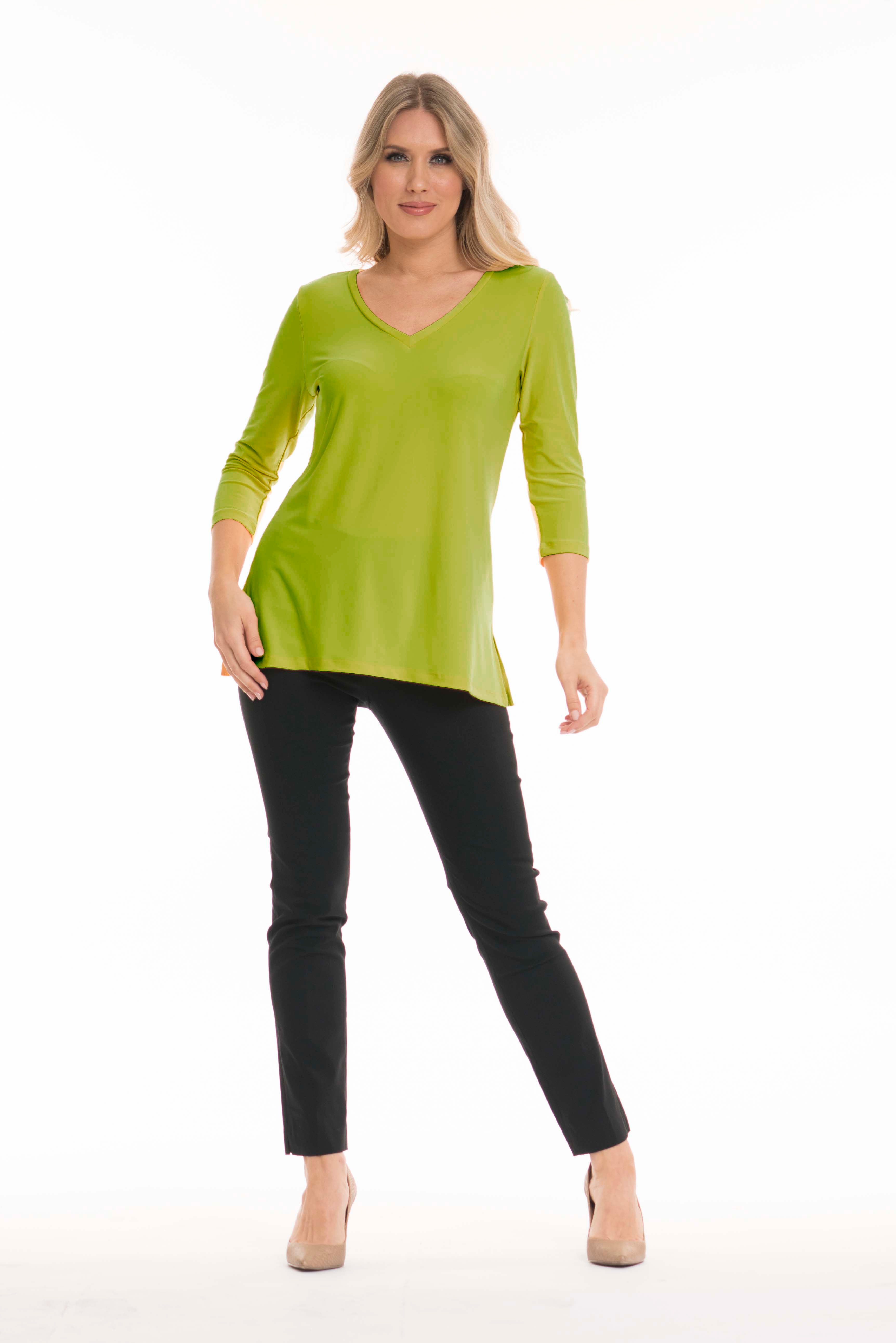 Valerie Mirelle Lemon Green V-neck Tunic - Perfectly Polished