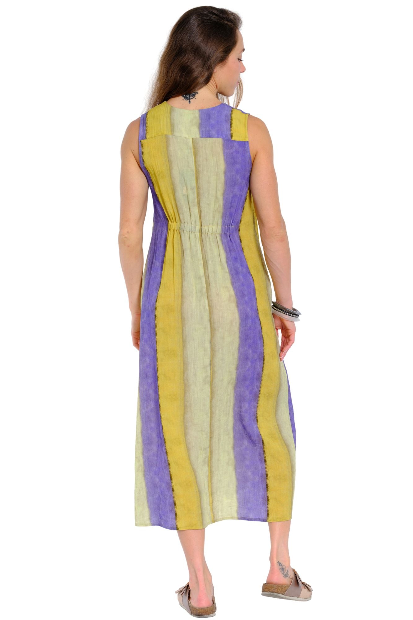 Striped midi sleeveless dress for women ideal for summer and beach vacation outfits