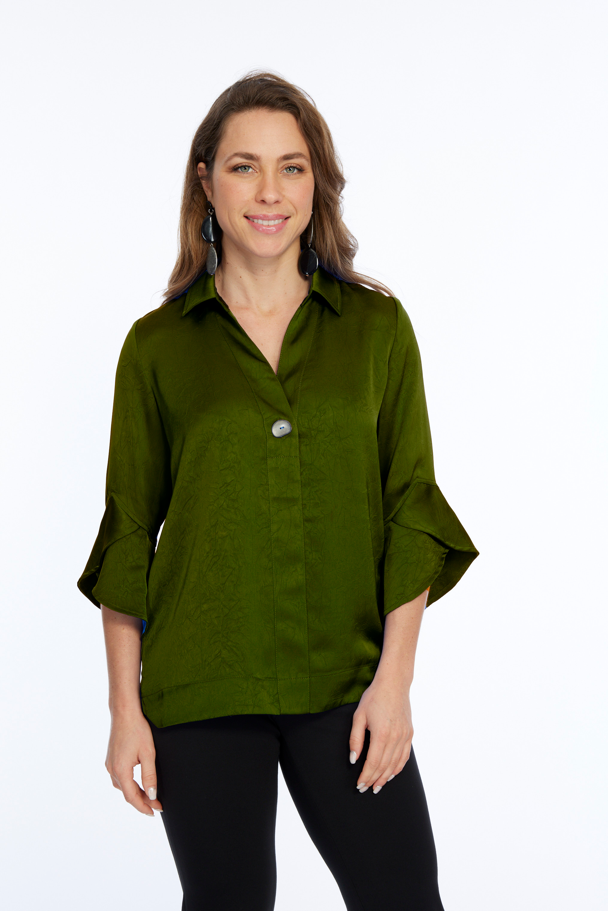3/4 tulip sleeves belinda-olive