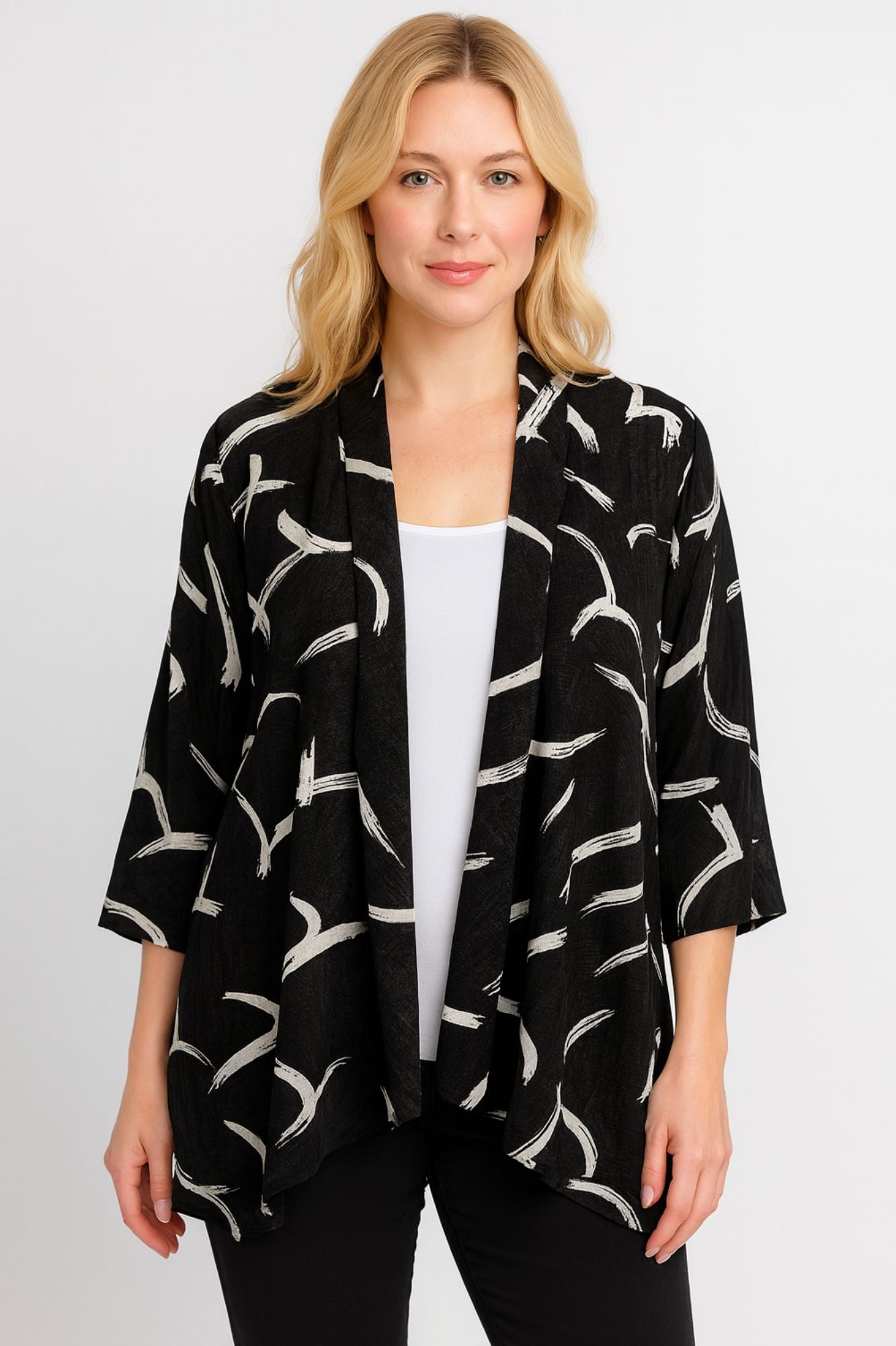 Lior Women's Black & White Light Weight Layering Cardigan