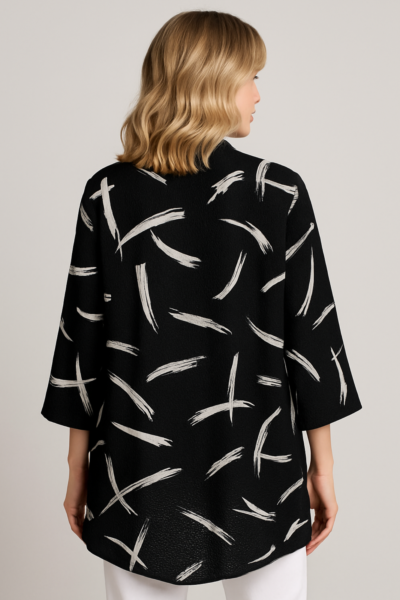 Lior Women's Black & White Light Weight Layering Cardigan