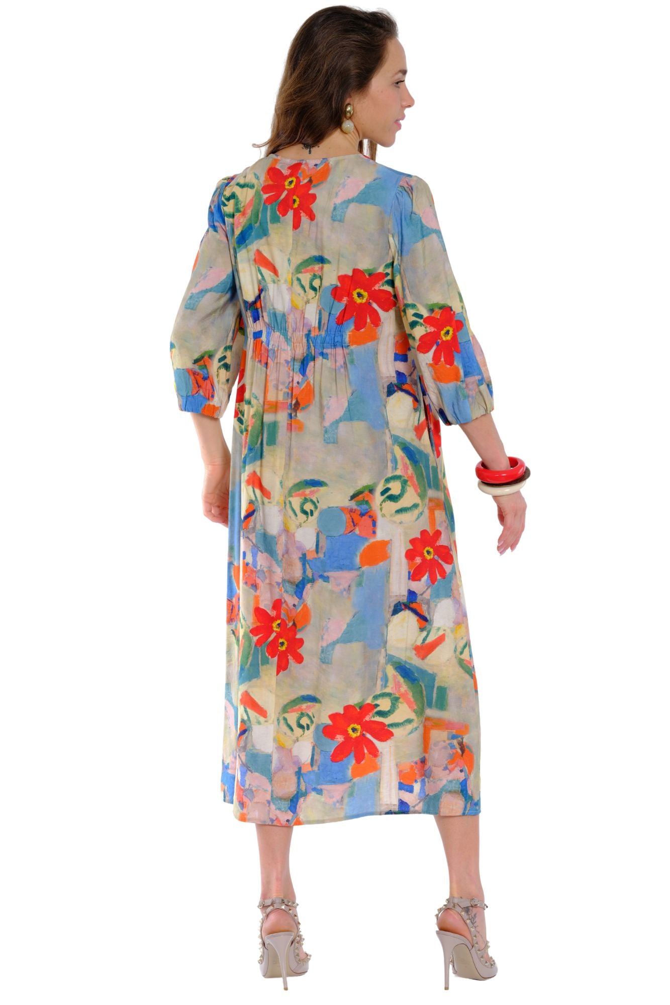 Artistic floral print dress for women, ideal for casual outings