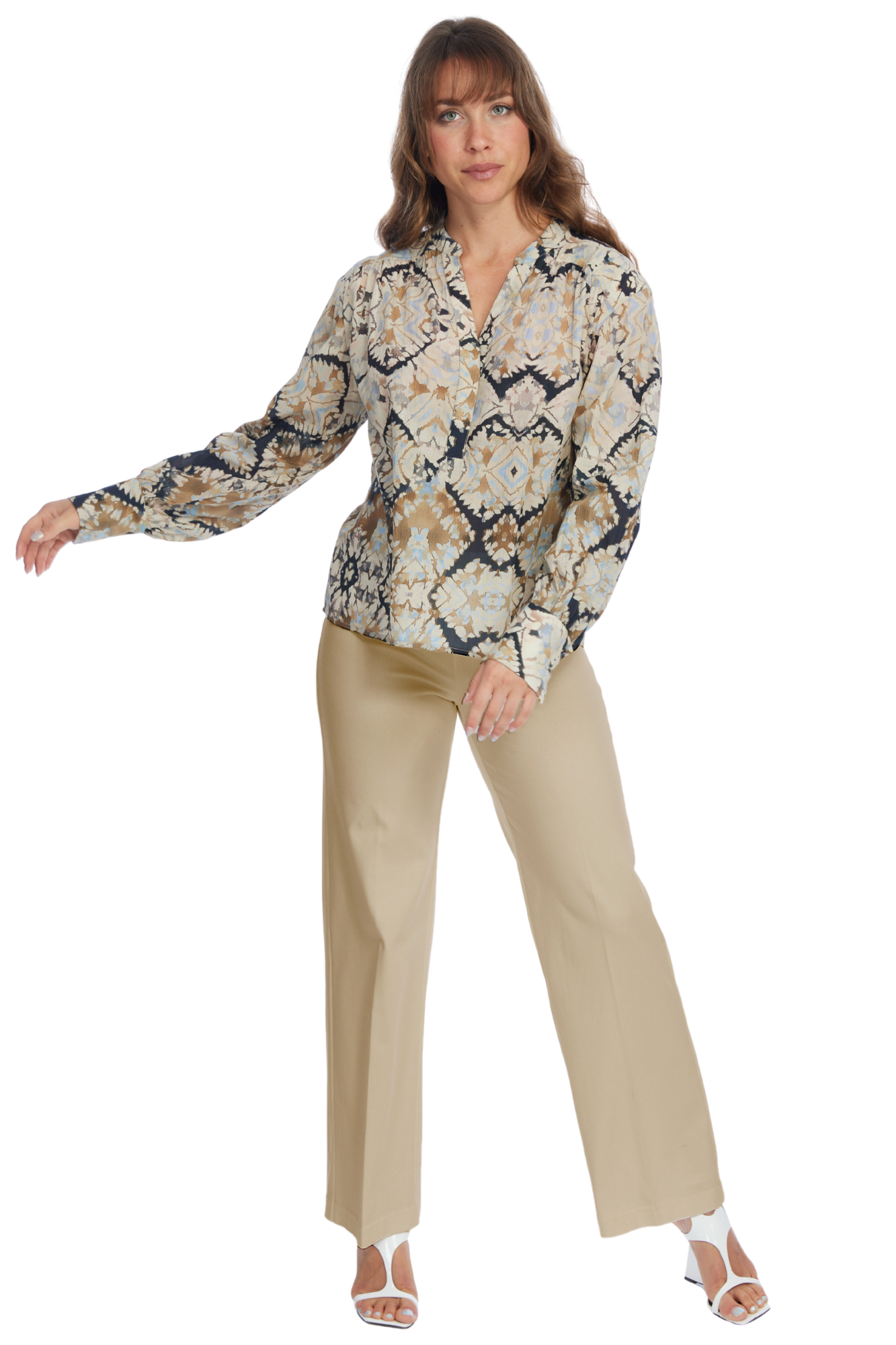 LIOR Women's Flare Leg Soft Twill Khaki Denim Jean-"Stella"