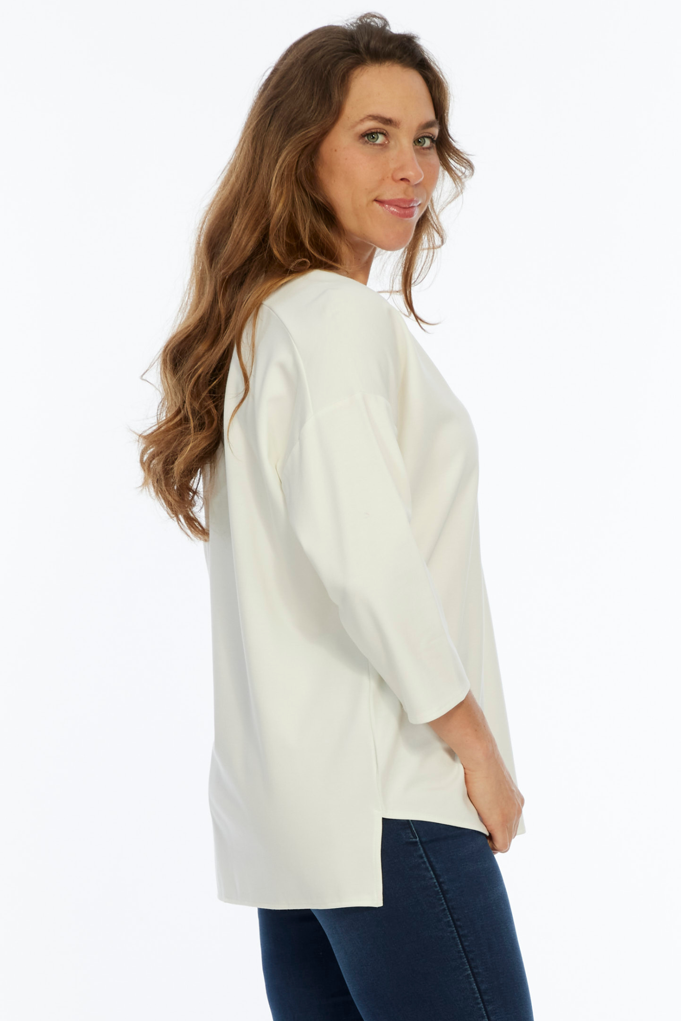 ZELDA IVORY PREMIUM KNIT 3/4 SLEEVE TOP LIOR