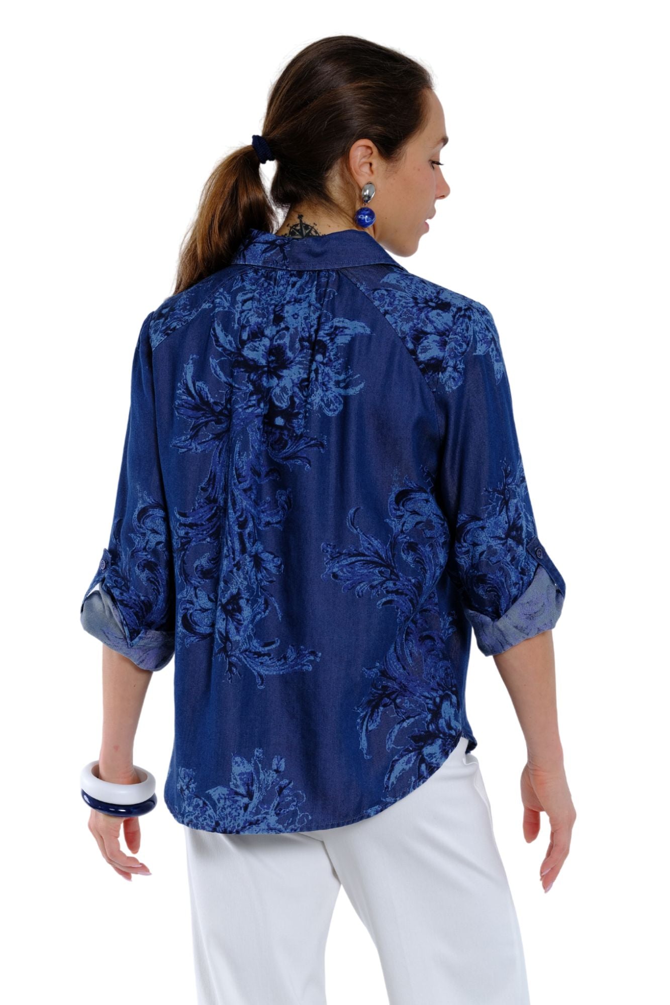 LIOR Women’s Floral Button Down Shirt for Women with Roll Tabs - "Merit"