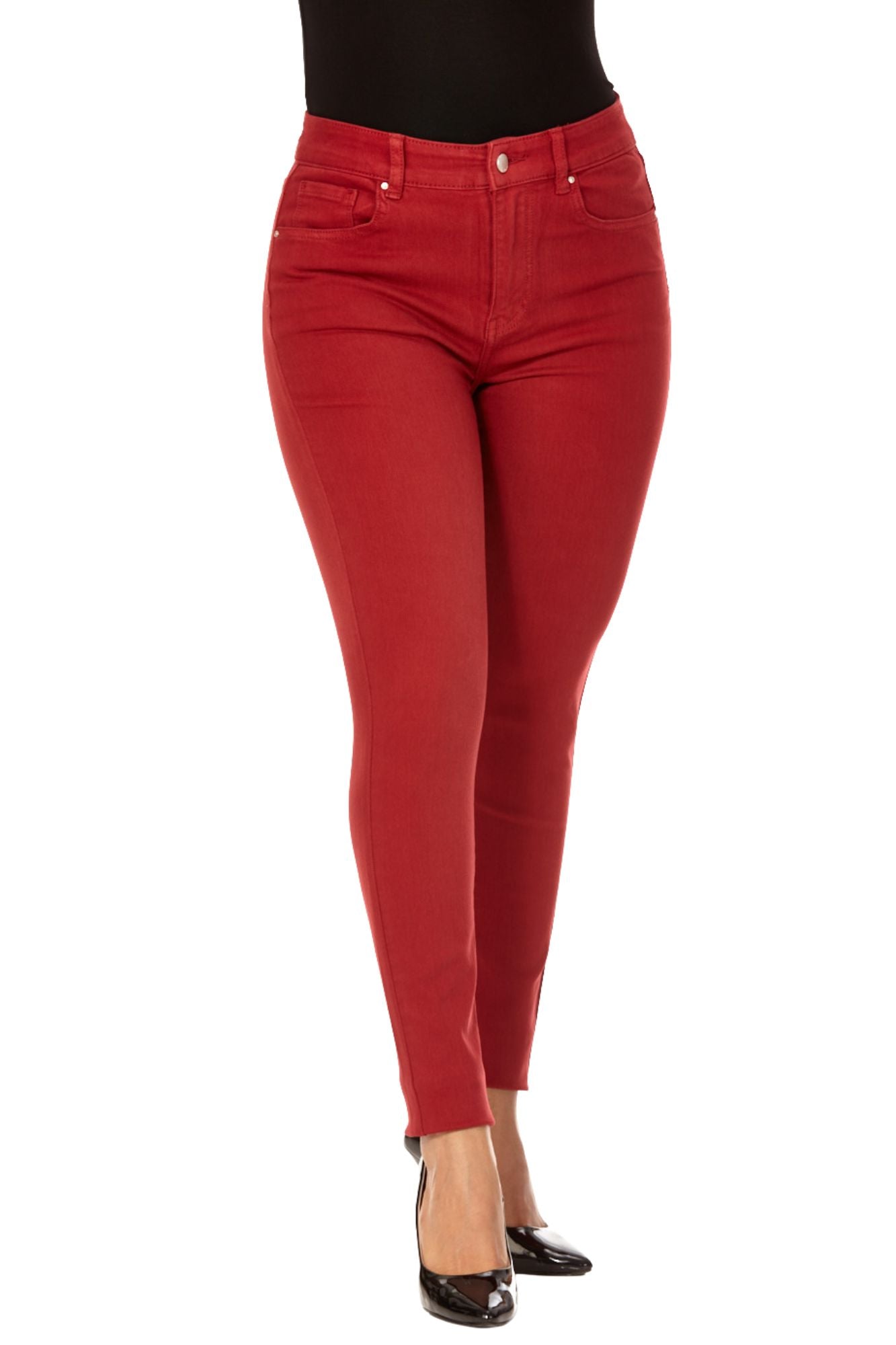High Waisted Ruby Red Denim Jeans JACKIE Lior Paris