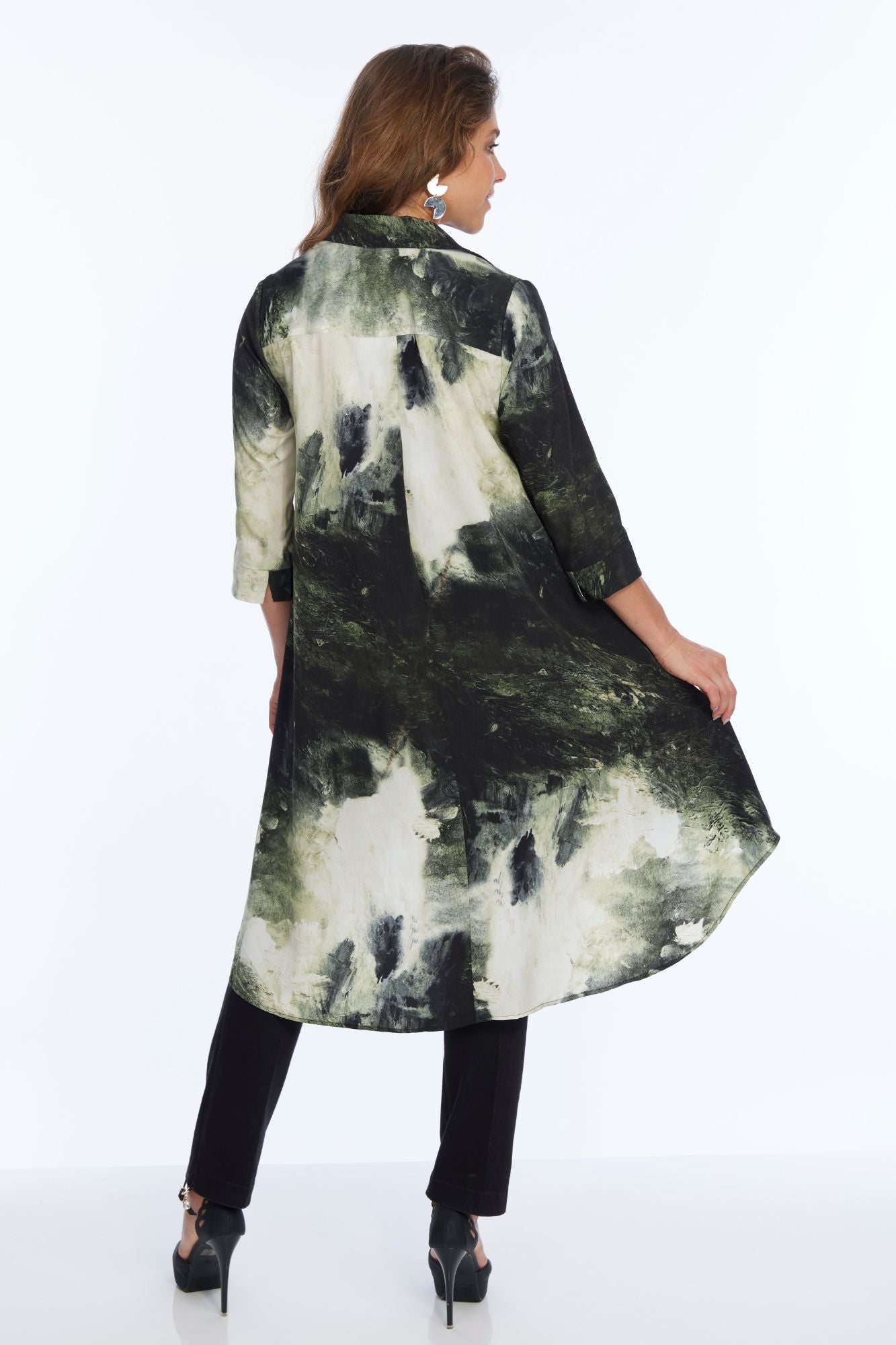 Hunter Green Print Dress Shirt LIOR