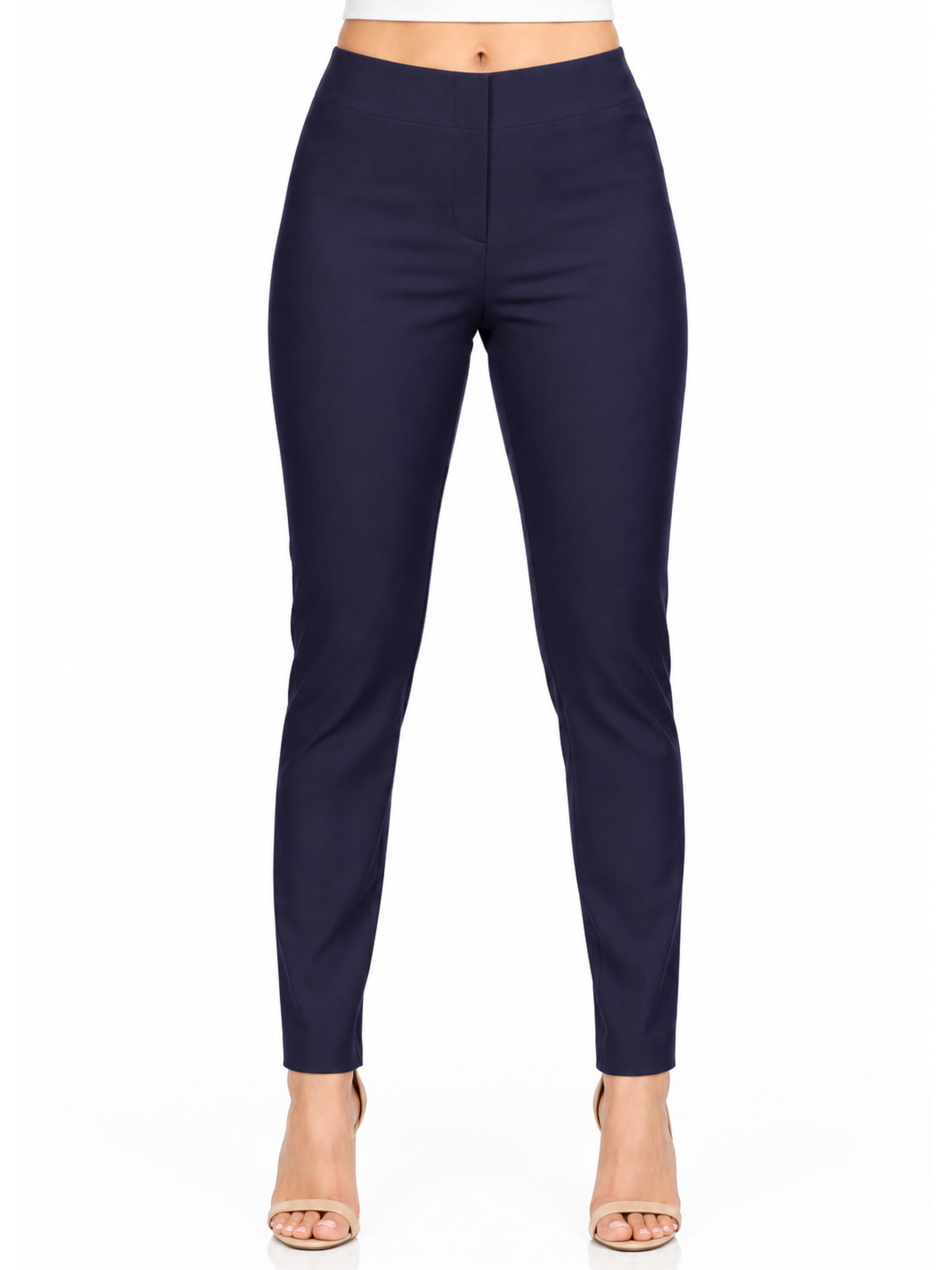 LIOR Women's Navy Dressy Pull On Pants For Office-"Sasha"