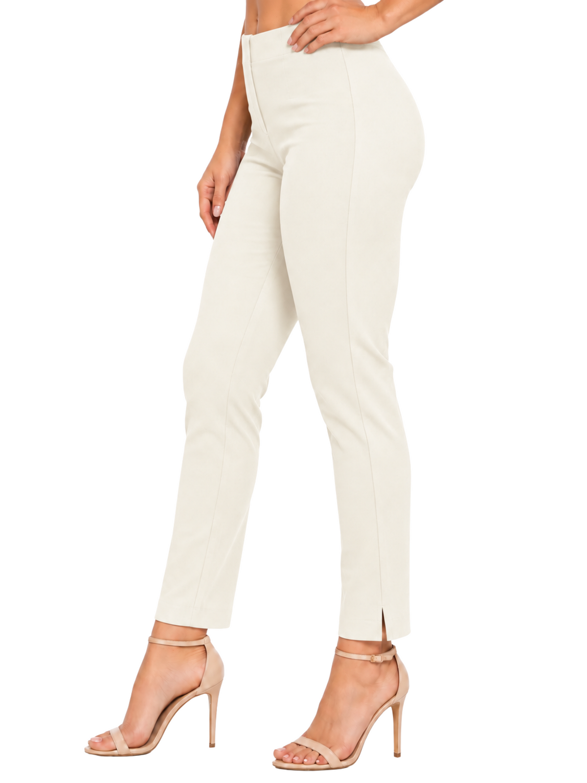 LIOR Women's 28" Inseam Créme Tapered Ankle Pant In Soft Buttery Ponte Ponte - "Sasha"