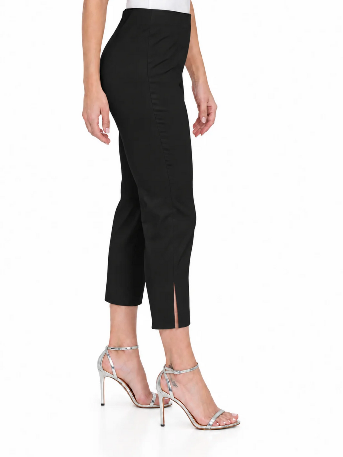 LIOR Women's Black Pull On Cropped Capri 23" Inseam Techno Fabric - "Sidney"