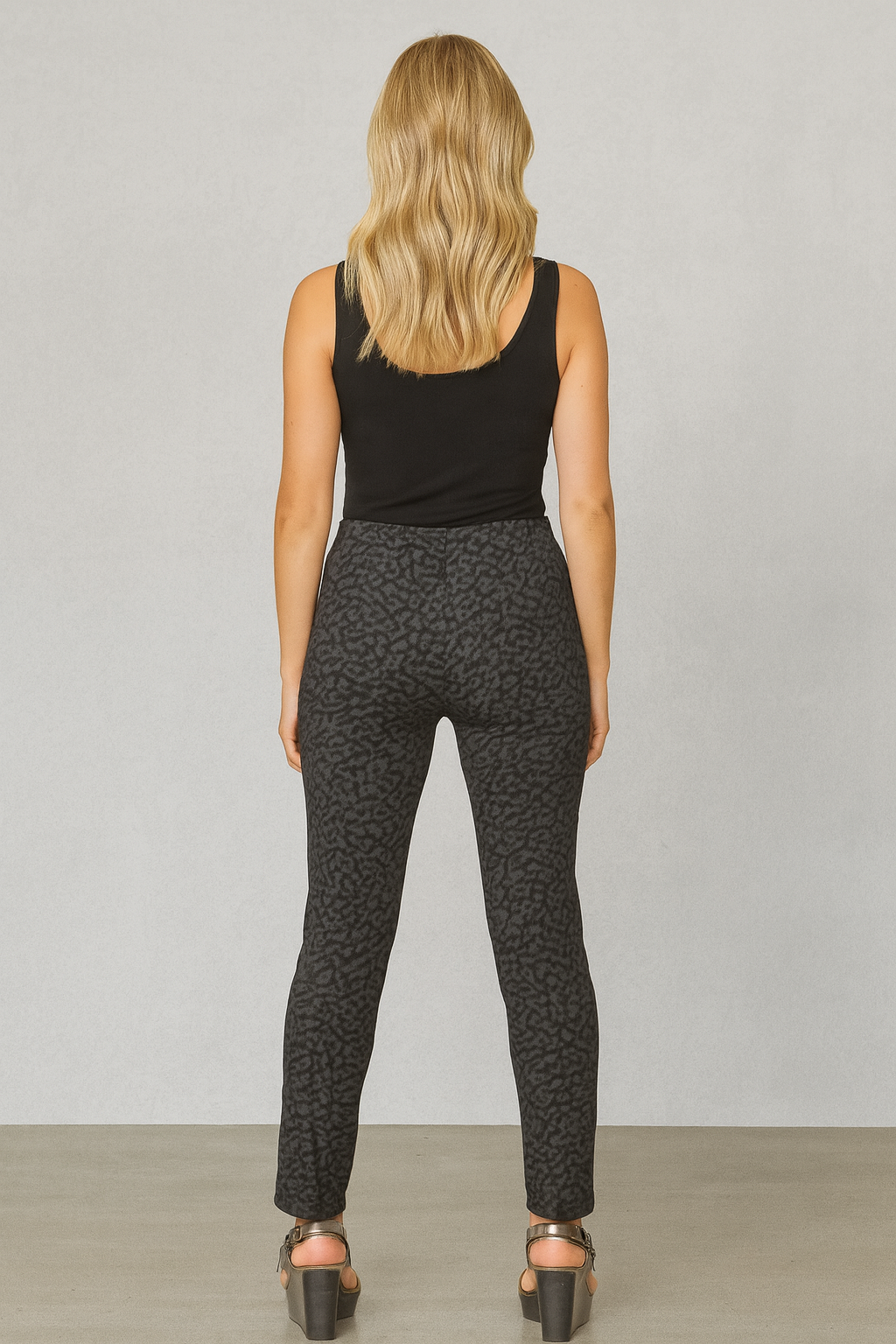 Lior Women's Soft Printed Ponte Tapered Ankle Pant - "June"
