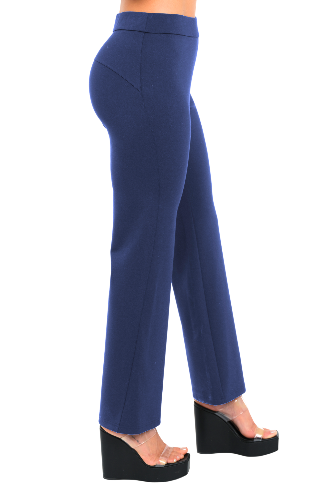 Black Wide Leg Pull On Soft Ponte Pant- "Steffi" LIOR