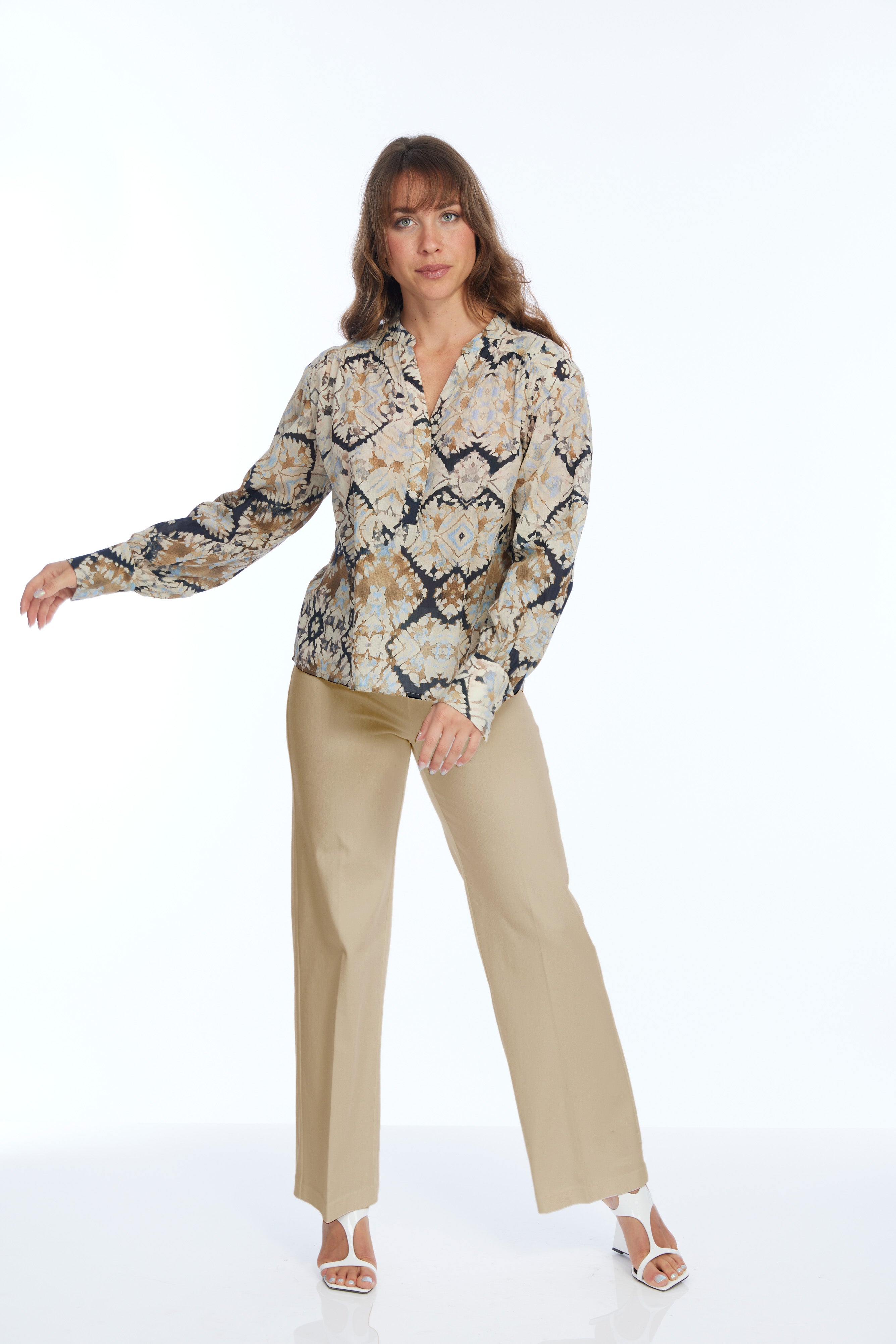 LIOR Women's Flare Leg Soft Twill Khaki Denim Jean-"Stella"