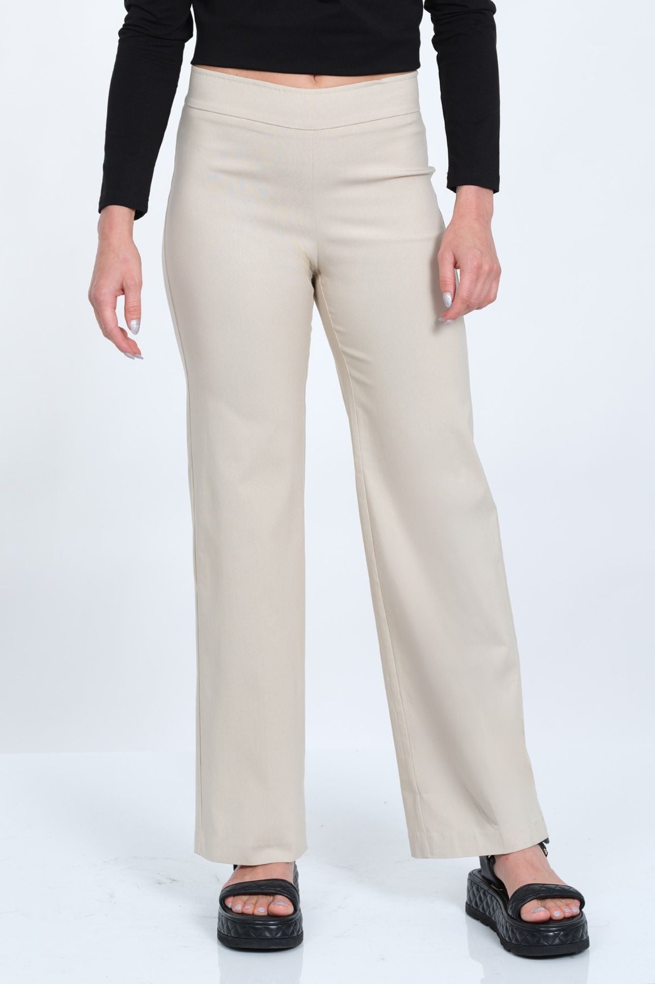 LIOR Women's Mini Flare Pull On Pant 30" Inseam Dressy Fabric - "Stella"