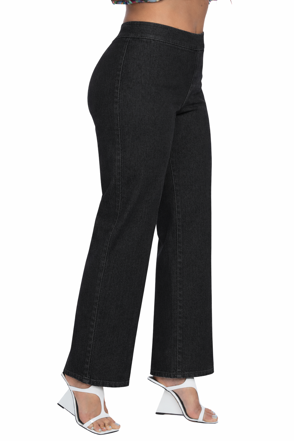 LIOR Women's Flare Leg Soft Twill Black Denim Jean-"Stella"