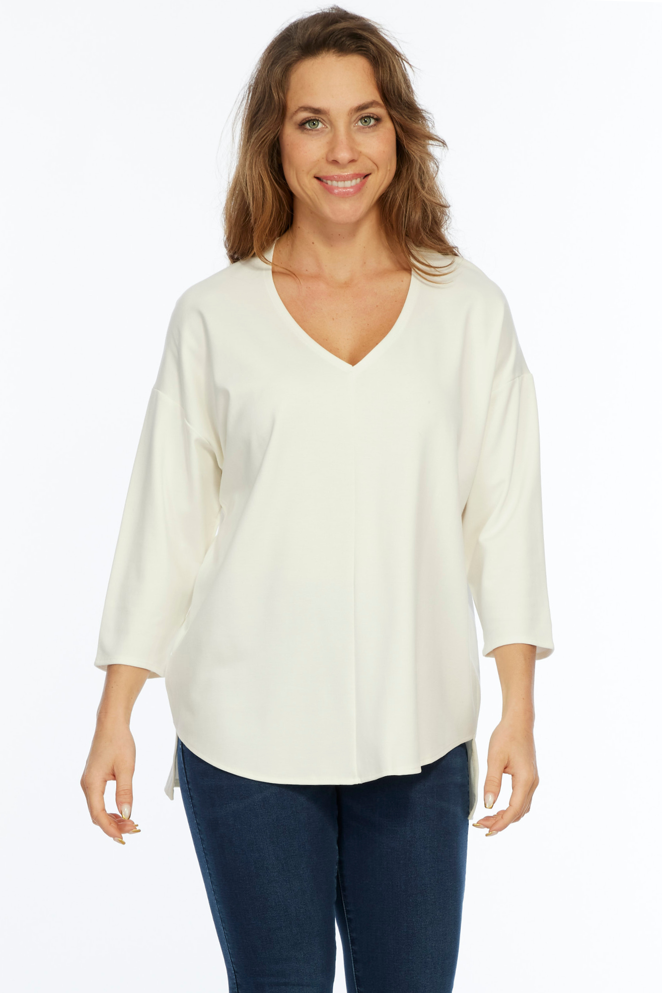 ZELDA IVORY PREMIUM KNIT 3/4 SLEEVE TOP LIOR