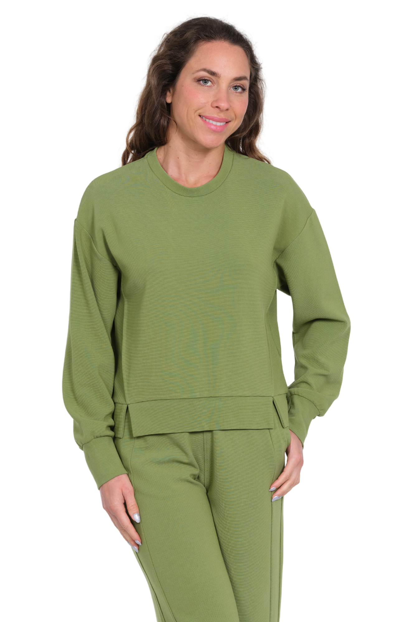 LIOR Women's Crewneck Long Sleeve Top With Side Slits - "Zen"