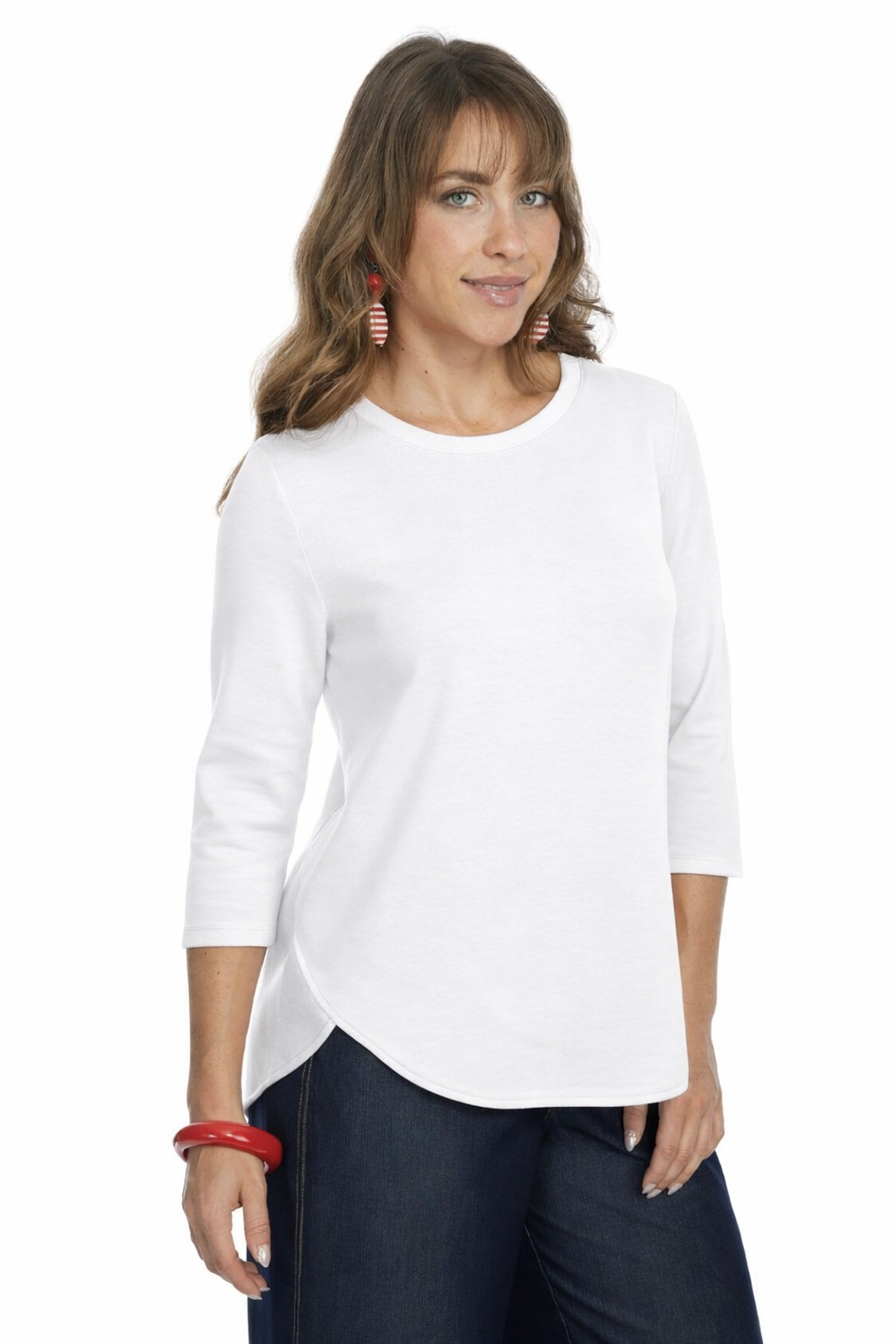 LIOR ZOFI Top Women's 3/4 Ponte Knit Top - White