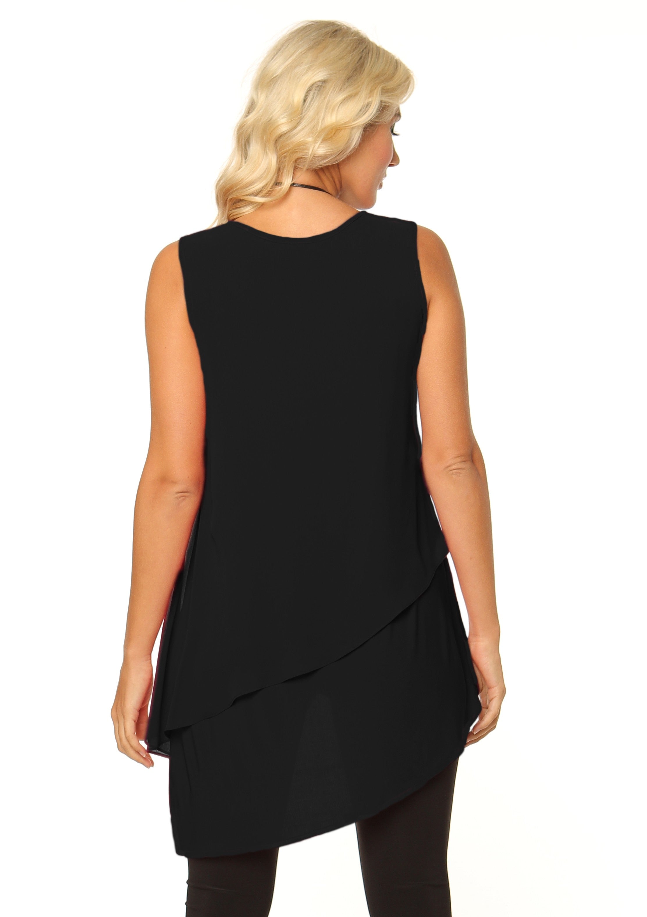 Multi-Layer Long Tank by Alisha D - Black