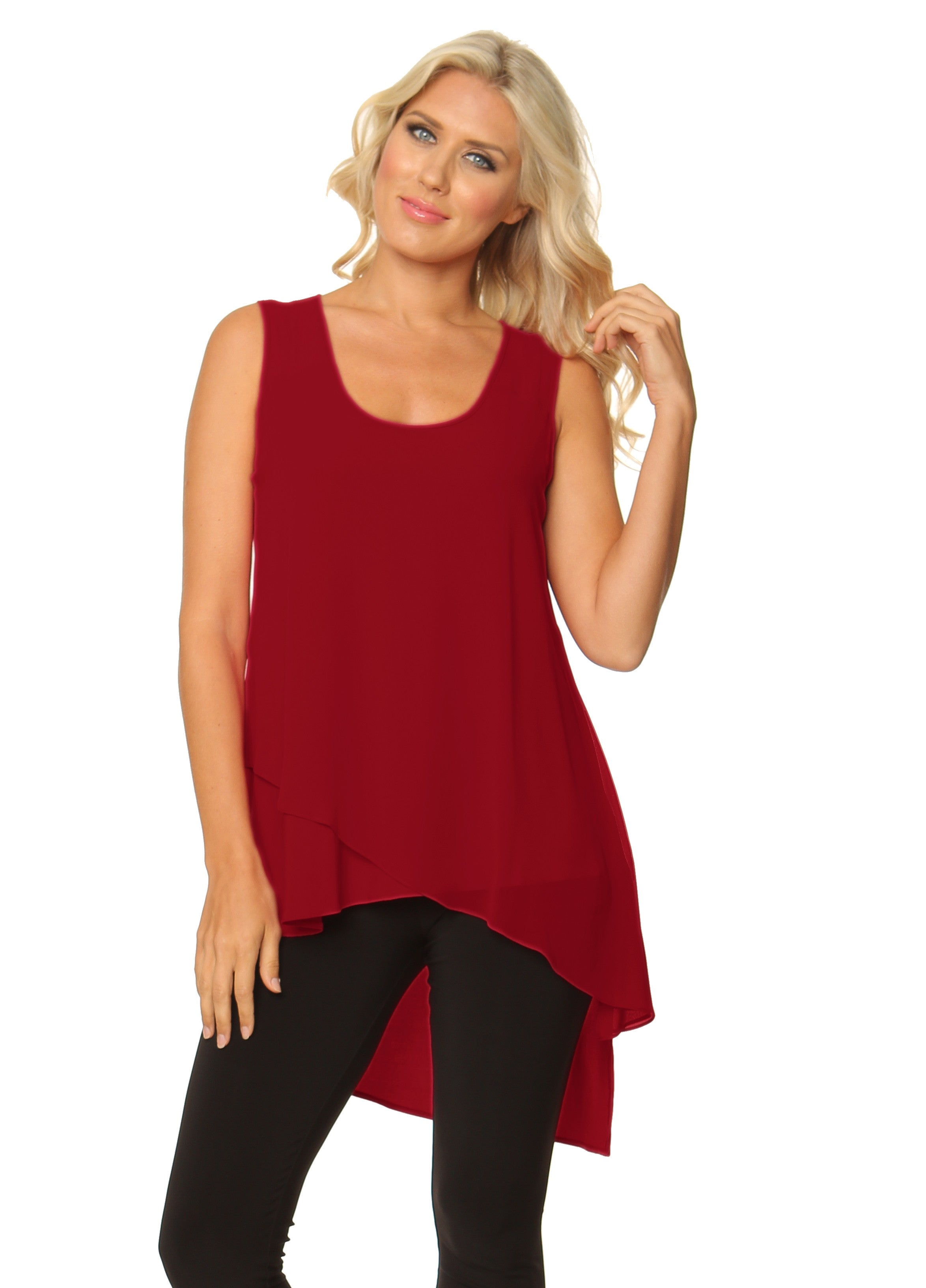 Multi-Layer Long Tank by Alisha D - Red