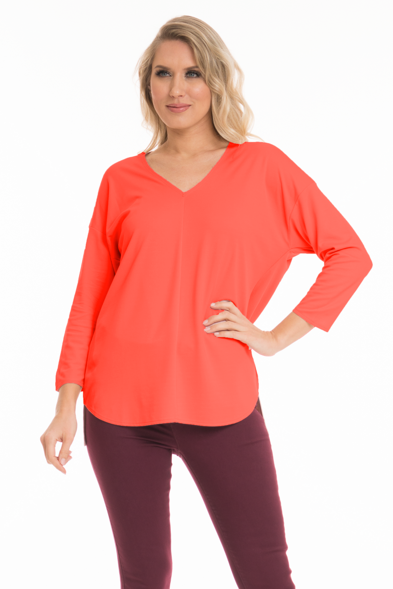 ZELDA CORAL PREMIUM KNIT 3/4 SLEEVE TOP LIOR