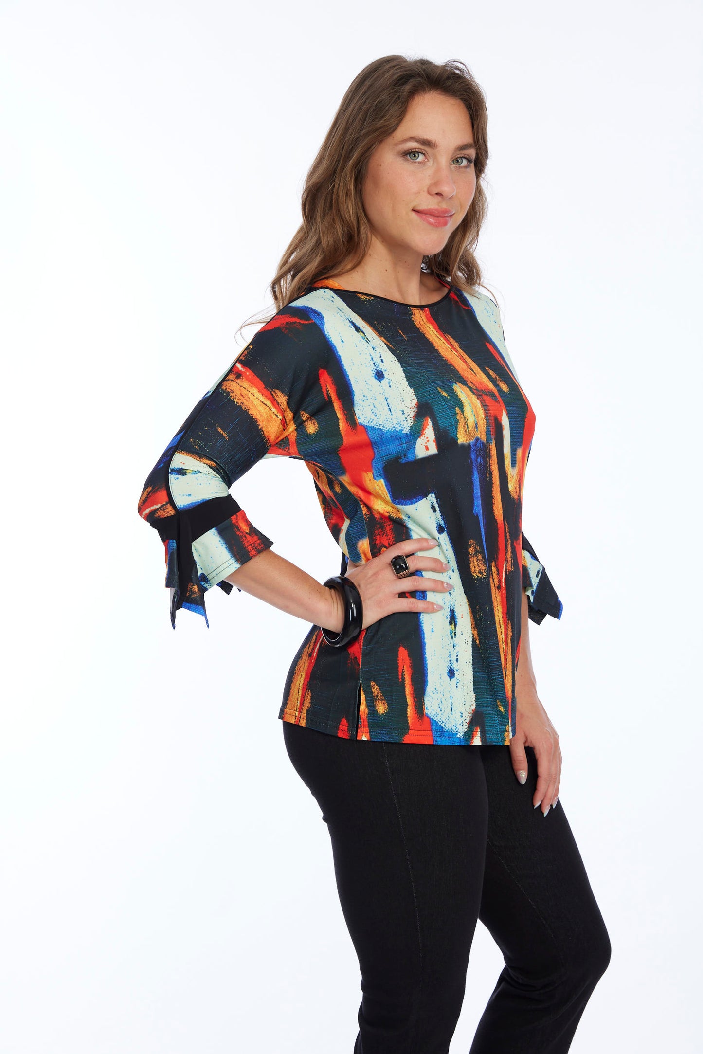 Women's Watercolor Bell Sleeve Tunic Top | LIOR