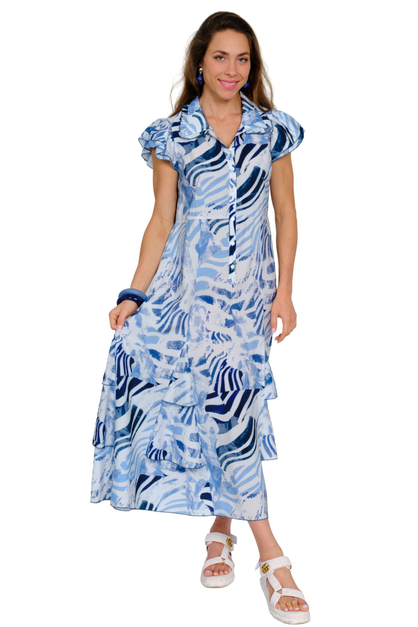 LIOR Armenia women’s printed maxi dress with tiered skirt