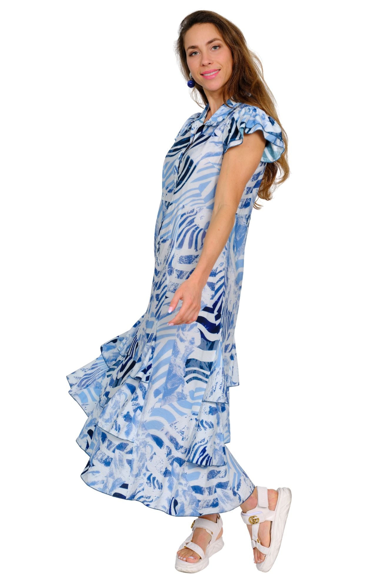 Lightweight women’s travel maxi dress front view