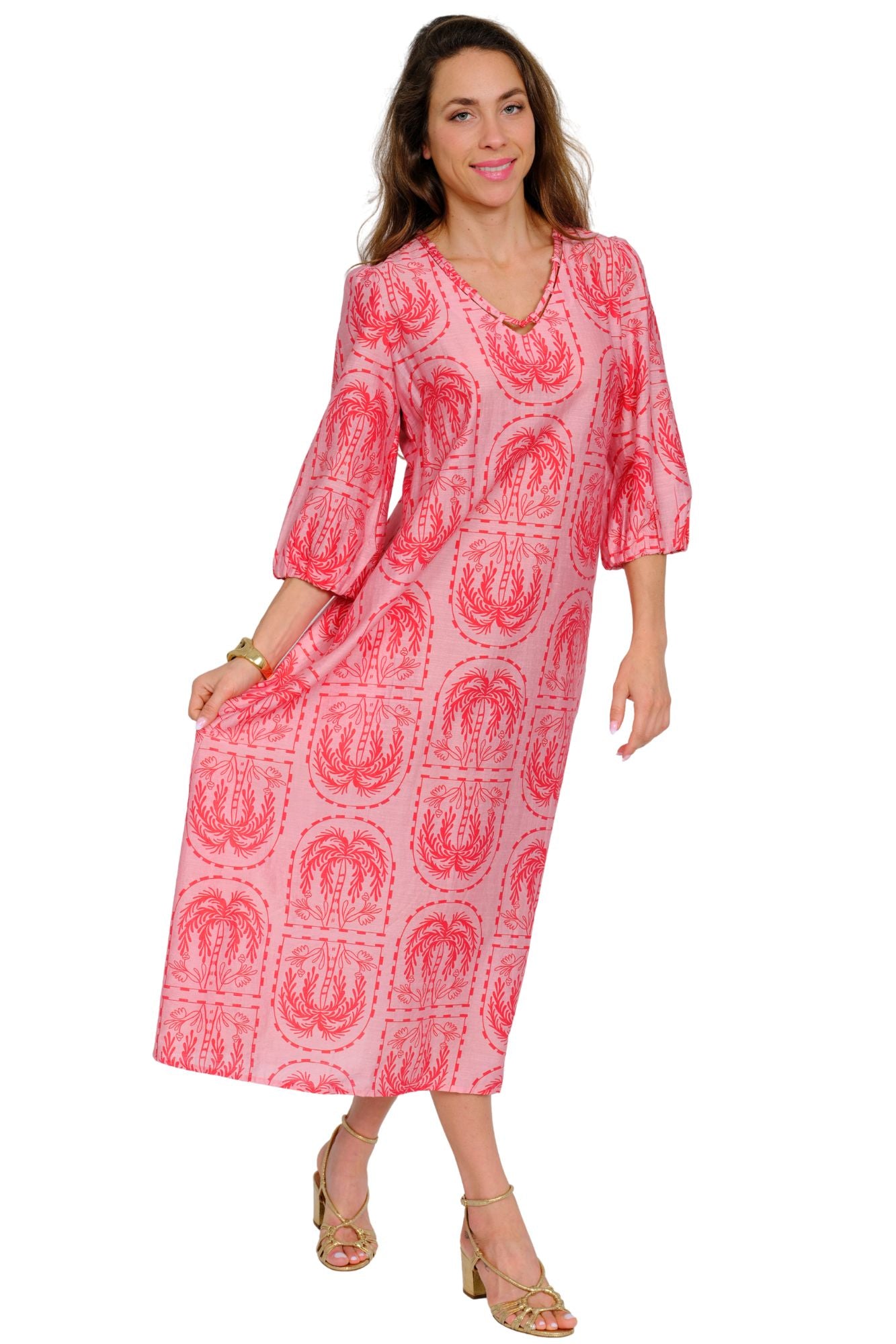 Casual tropical midi dress for women, ideal for resort wear
