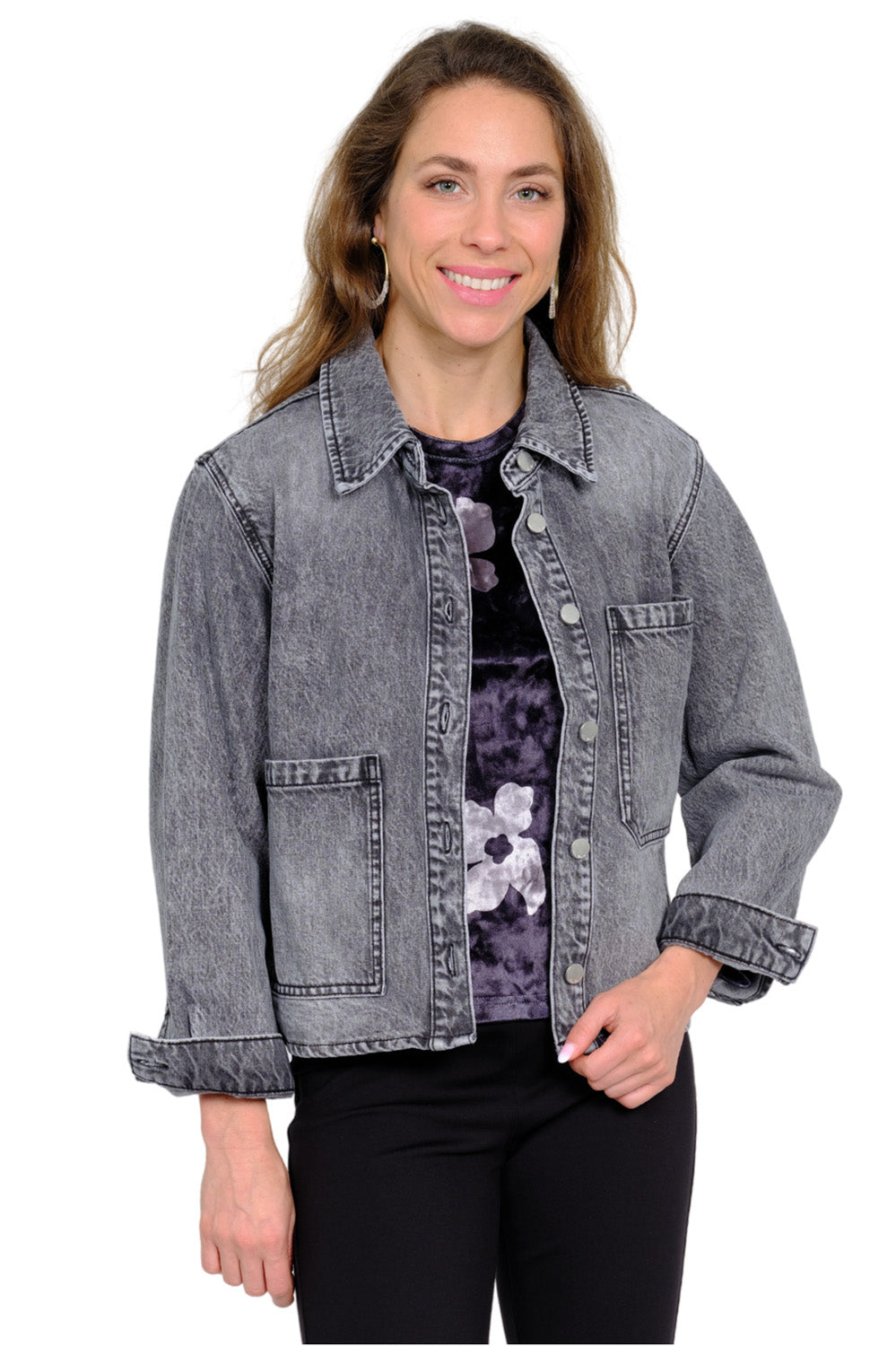 LIOR Women's Washed Black Denim Jacket