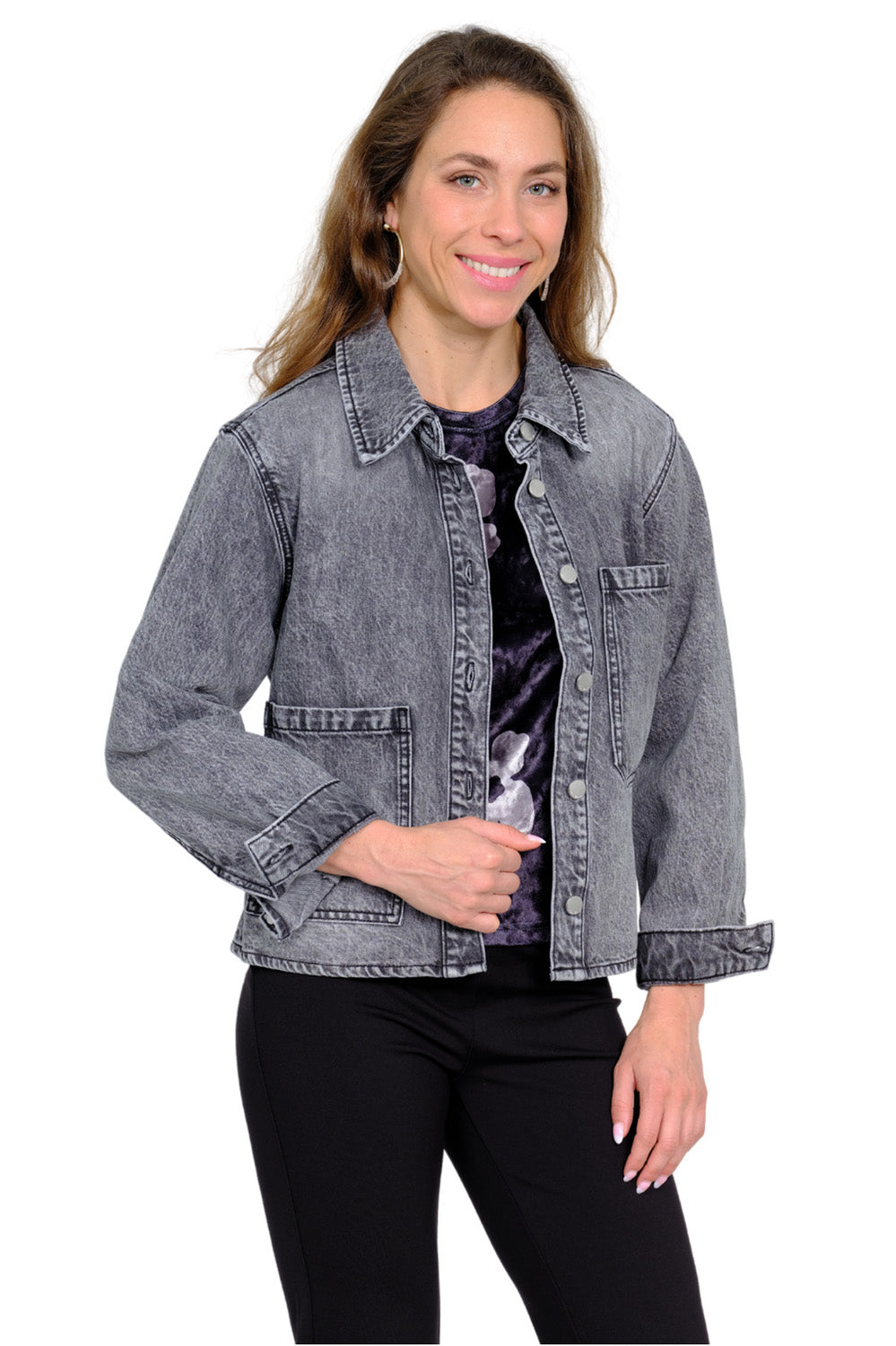 LIOR Women's Washed Black Denim Jacket