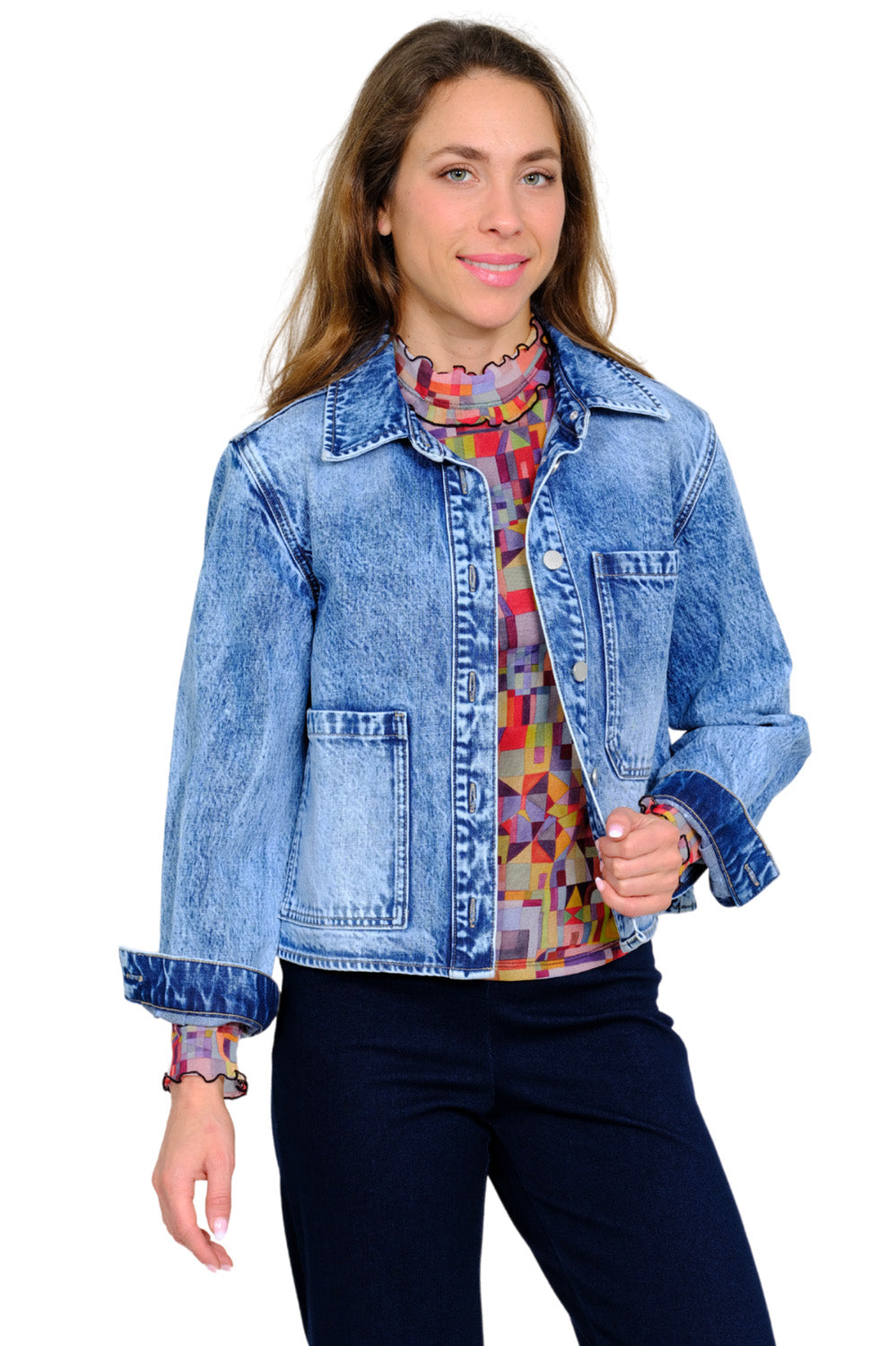 LIOR Women's Blue Denim Jacket Button Front - "Cassidy"