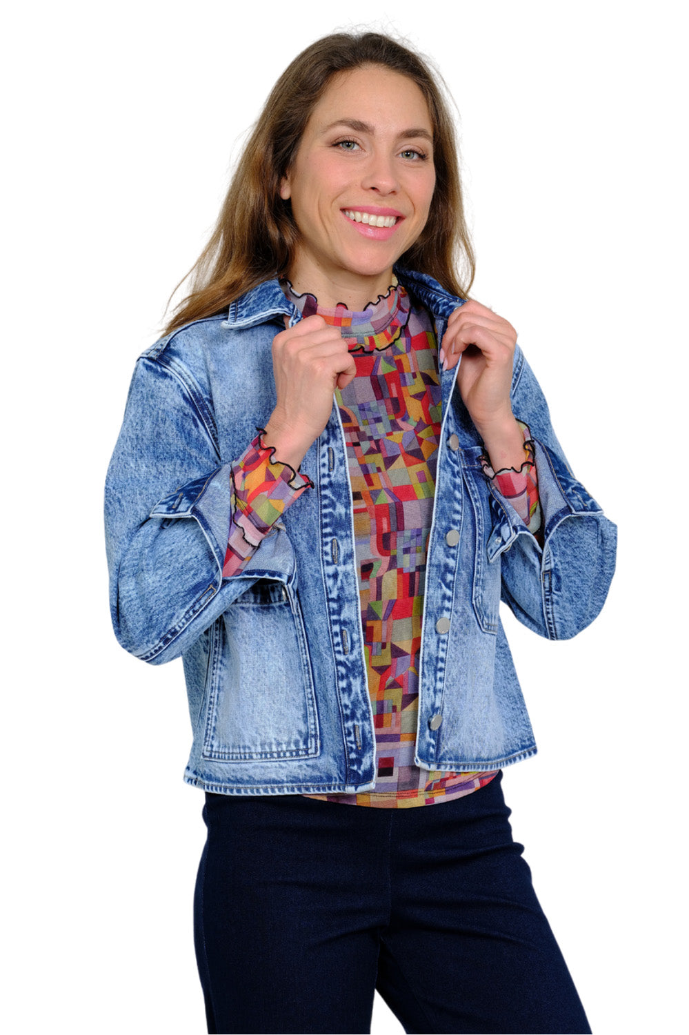 LIOR Women's Blue Denim Jacket Button Front - "Cassidy"