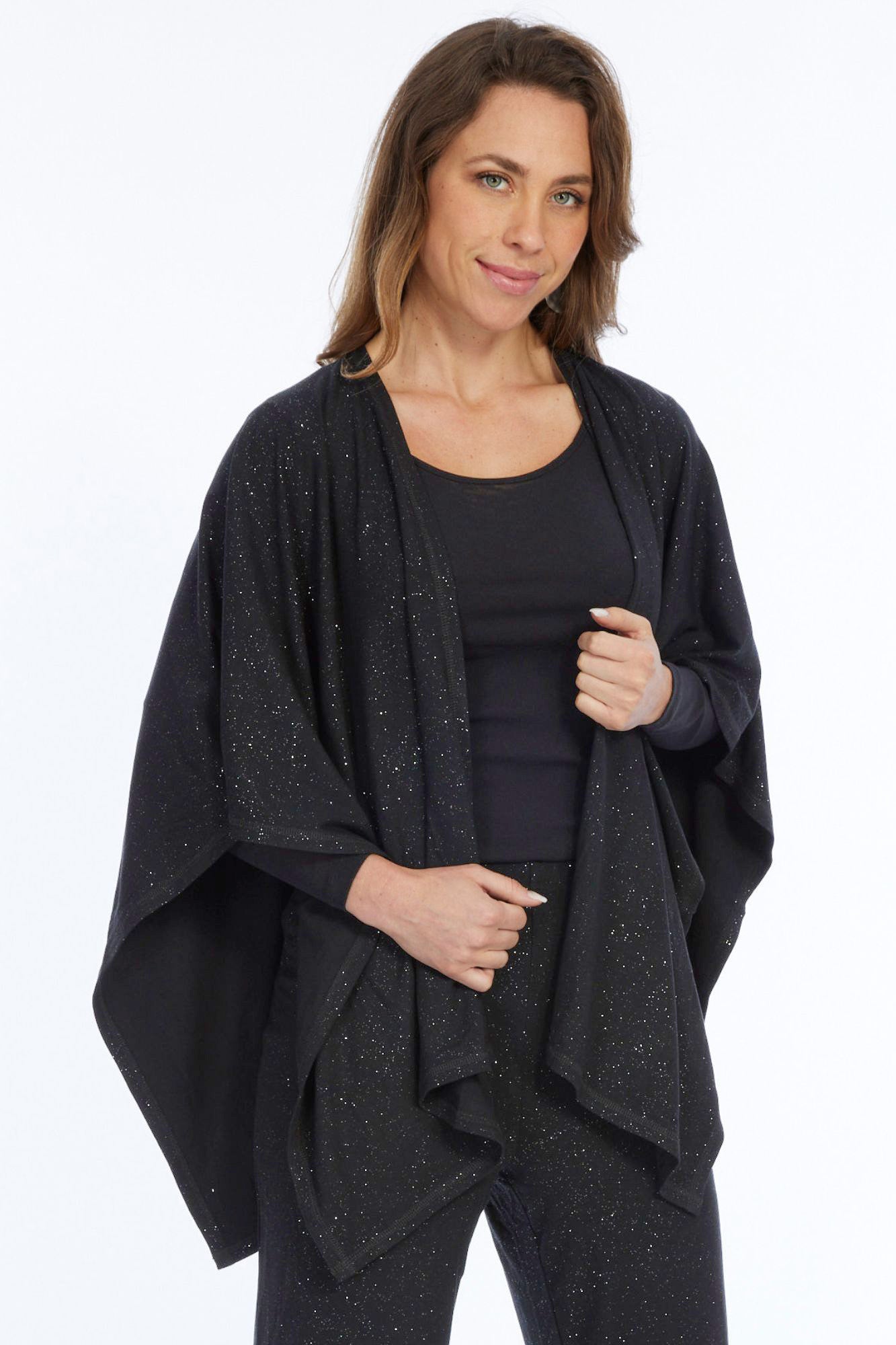 LIOR Women's Sparkly Black Poncho - Cielo
