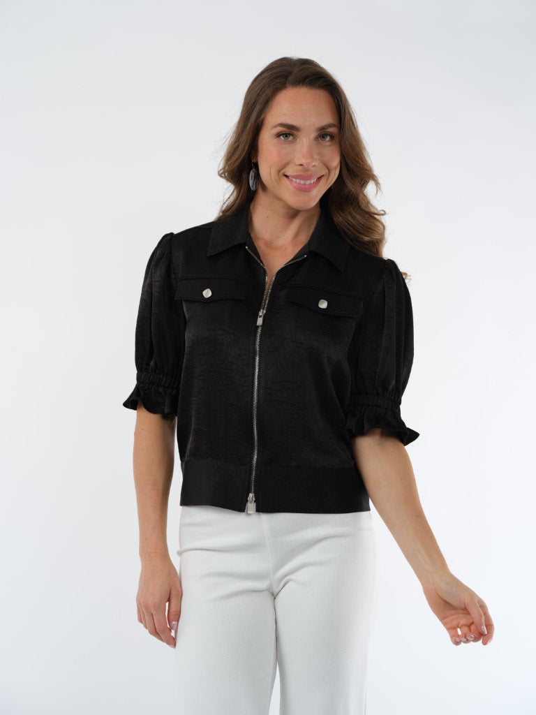 Short Sleeve Zip Front Jacket