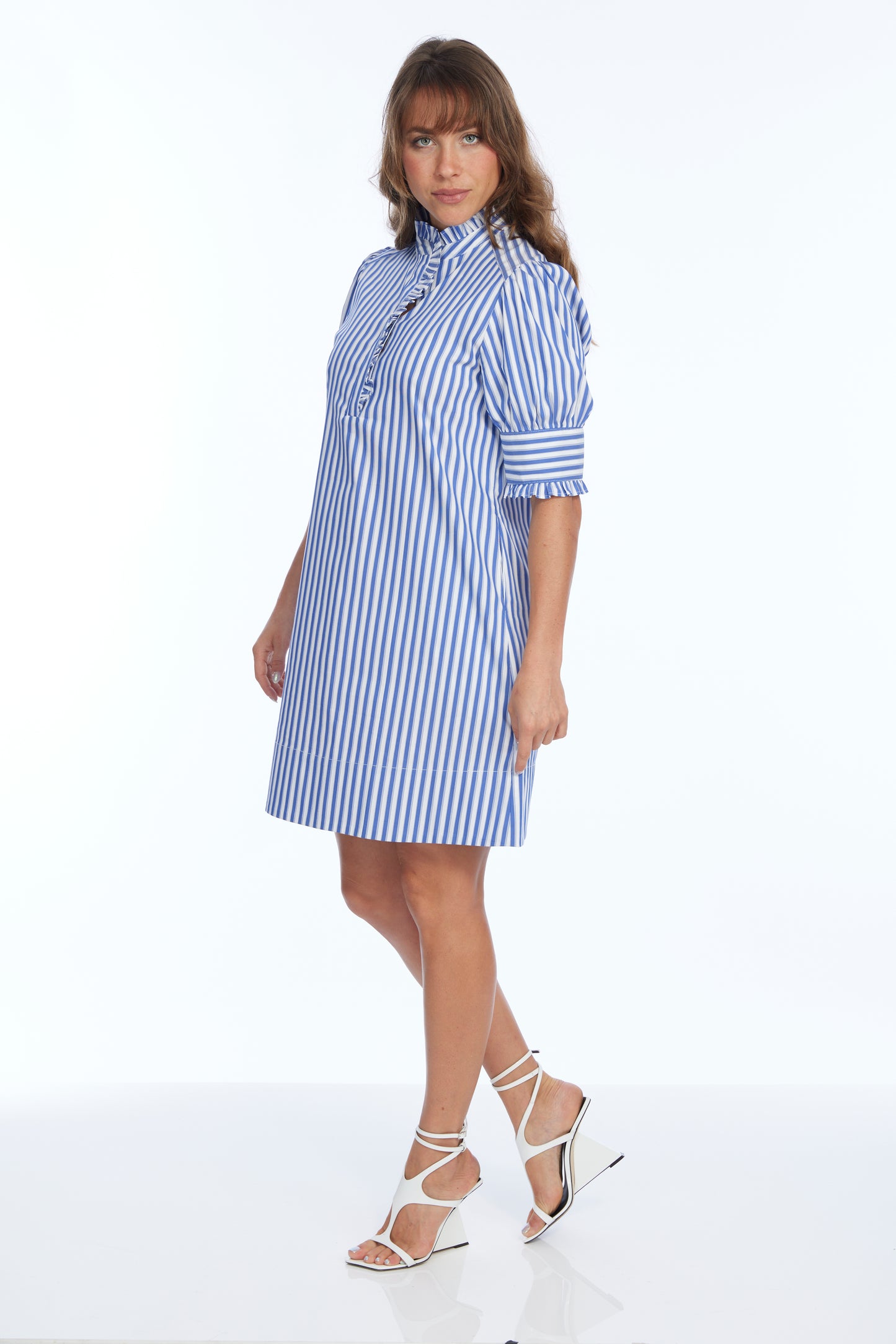 French Blue Striped Cocktail Dress DAI