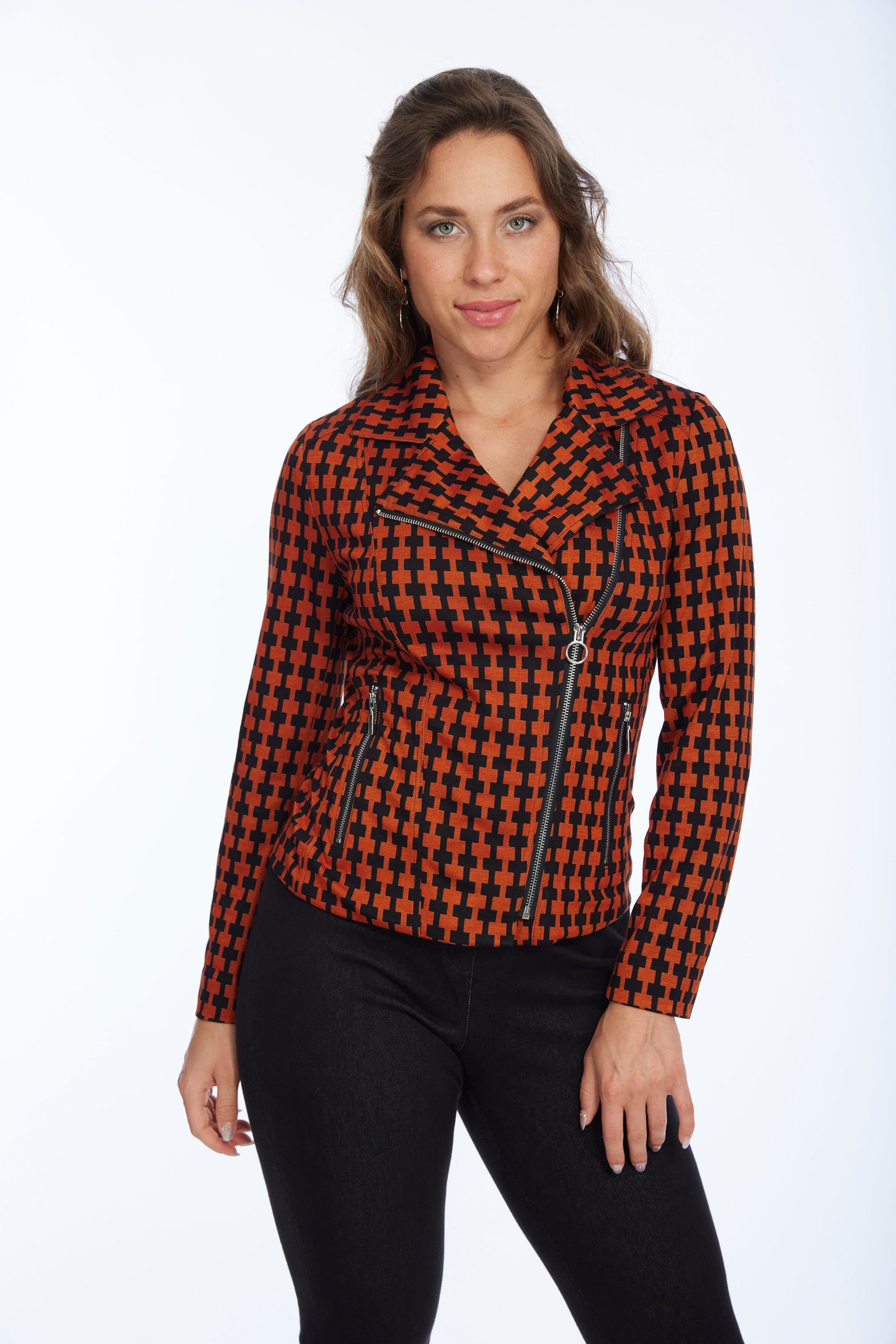 Women's Zipper Ponte Knit Motto Jacket | LIOR