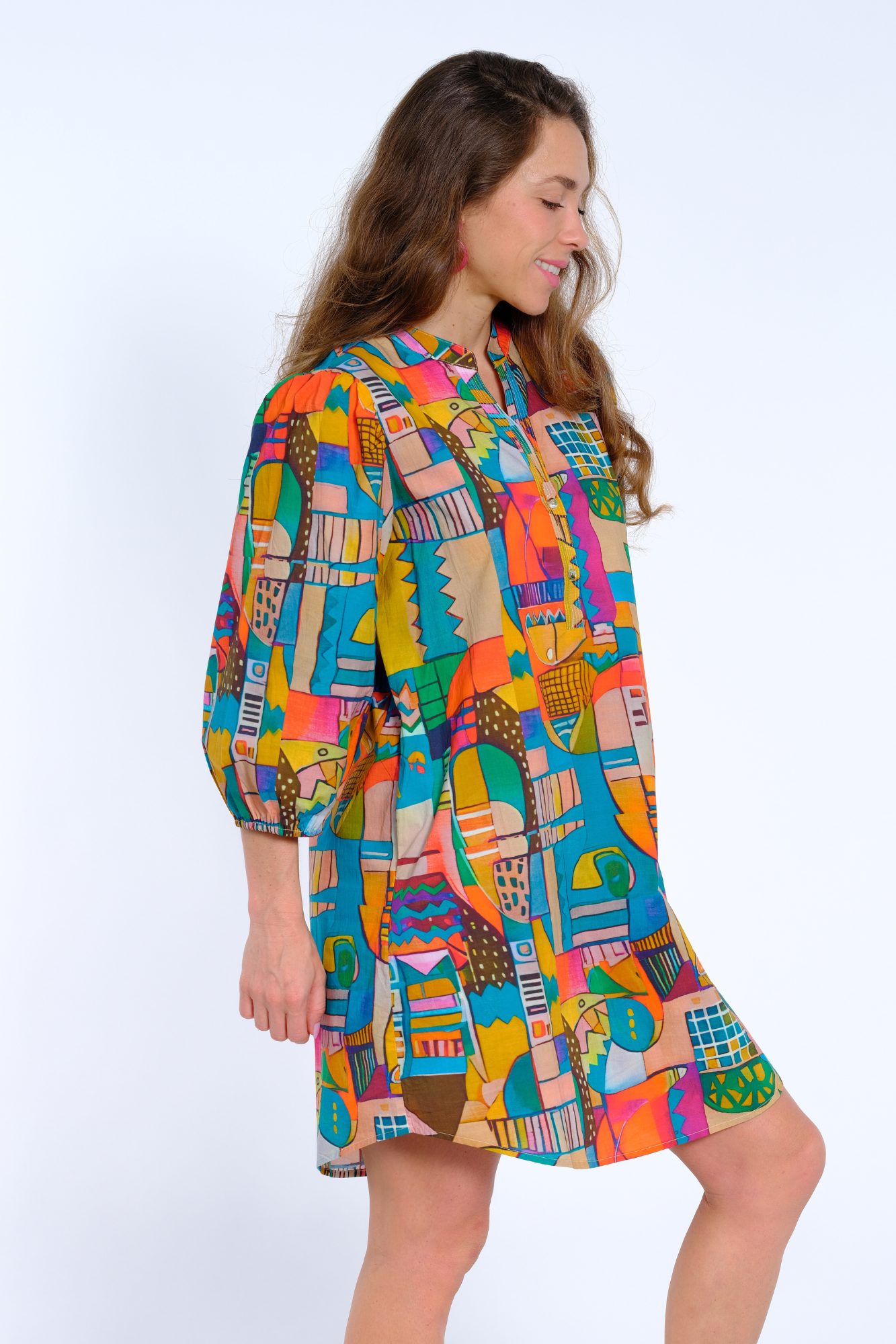 Lior Women's Colorful Abstract Print Tunic Dress - "DARCY"