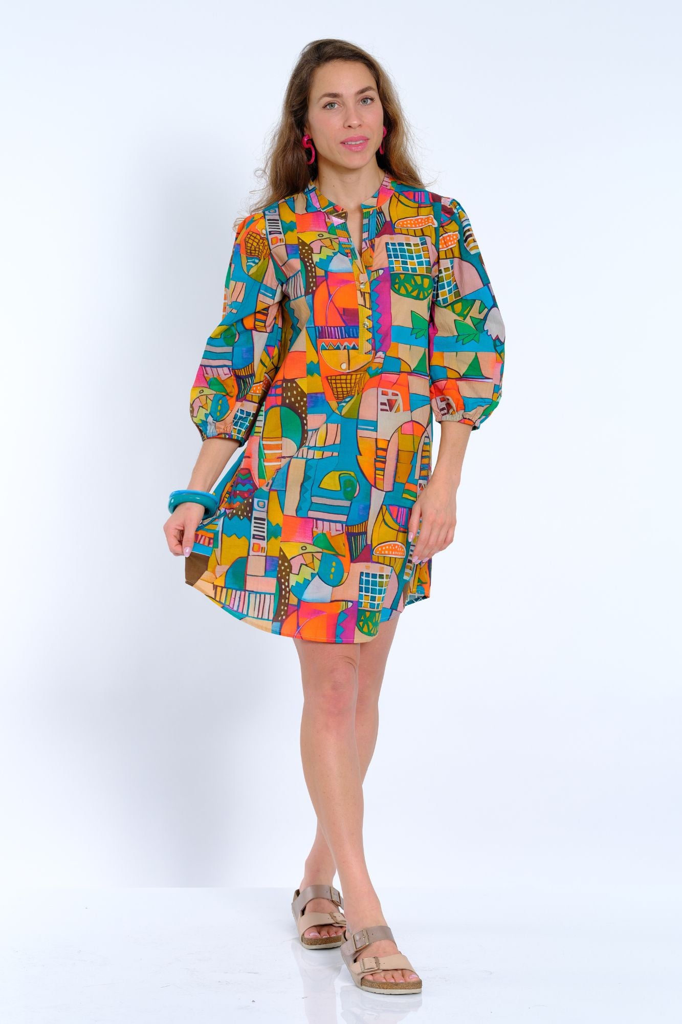 Lior Women's Colorful Abstract Print Tunic Dress - "DARCY"